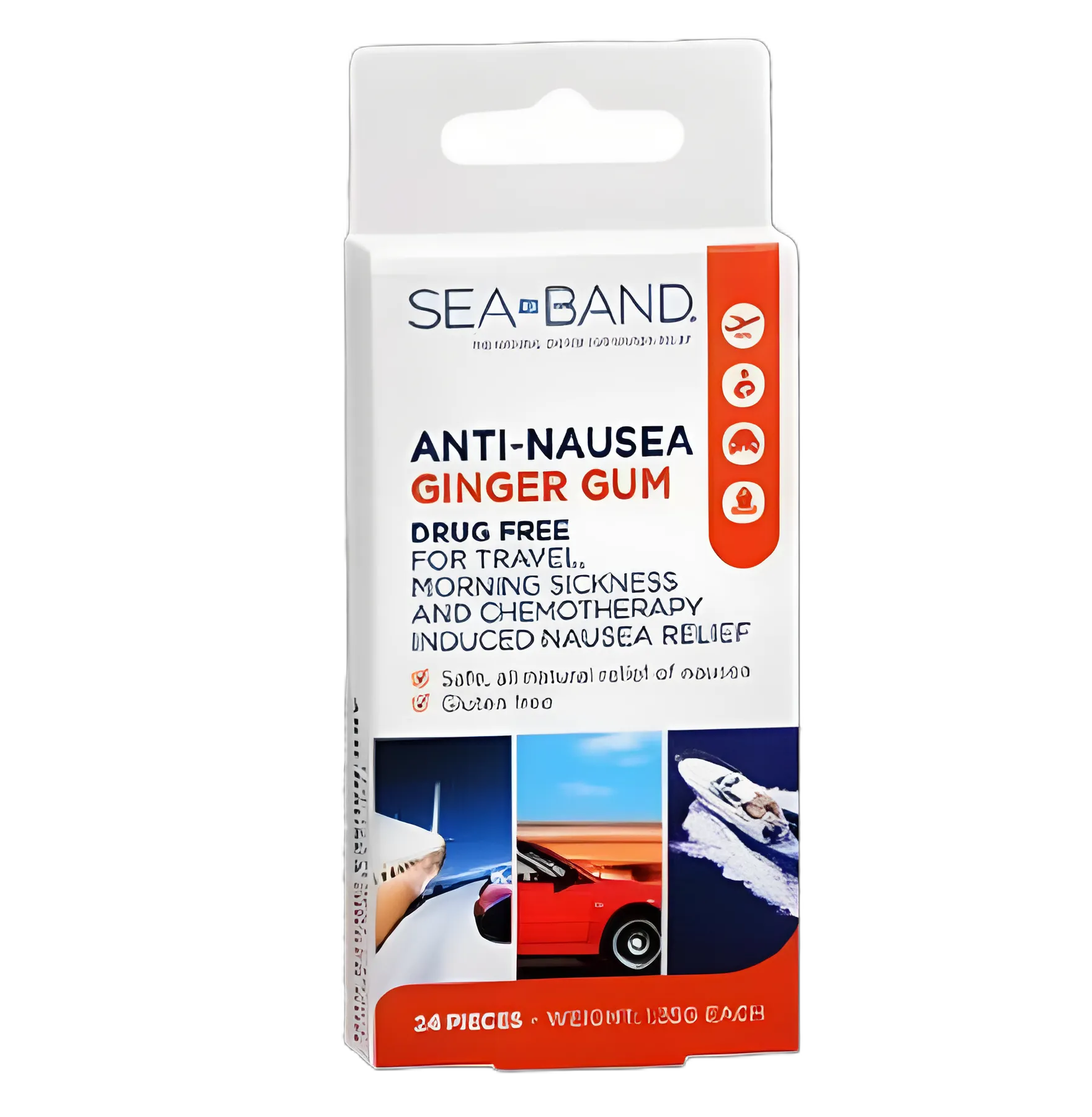 Sea-Band® 25mg Ginger Chewing Gum for Nausea Relief - 24 Pack