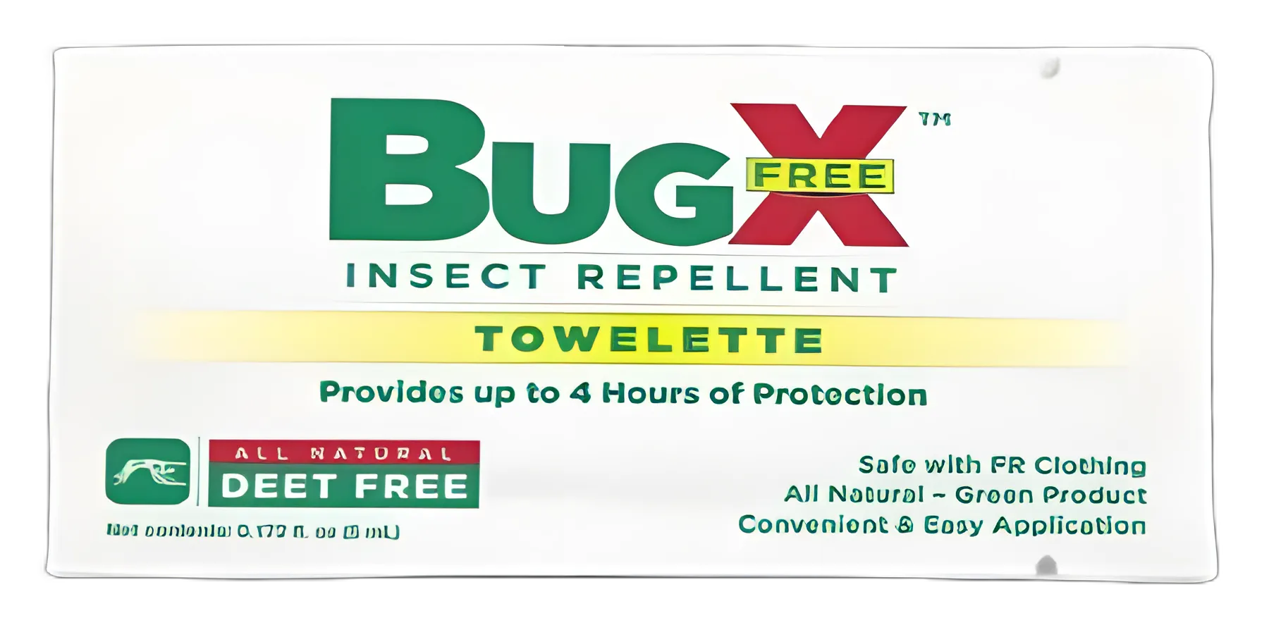 BugX® Free Natural Insect Repellent Towelettes - Deet Free, Plant-Based