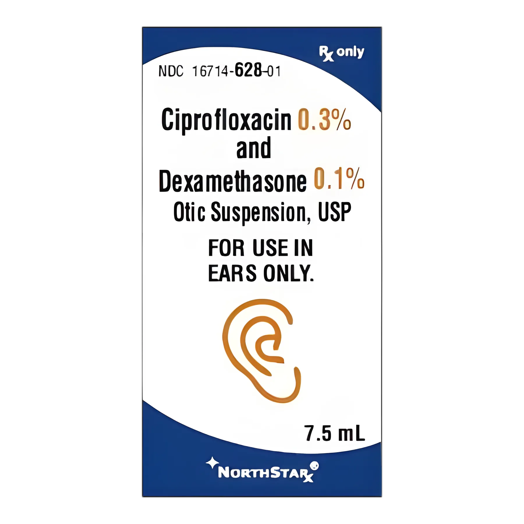Ciprofloxacin HCl / Dexamethasone 0.3% - 0.1% Suspension Dropper Bottle 7.5 mL