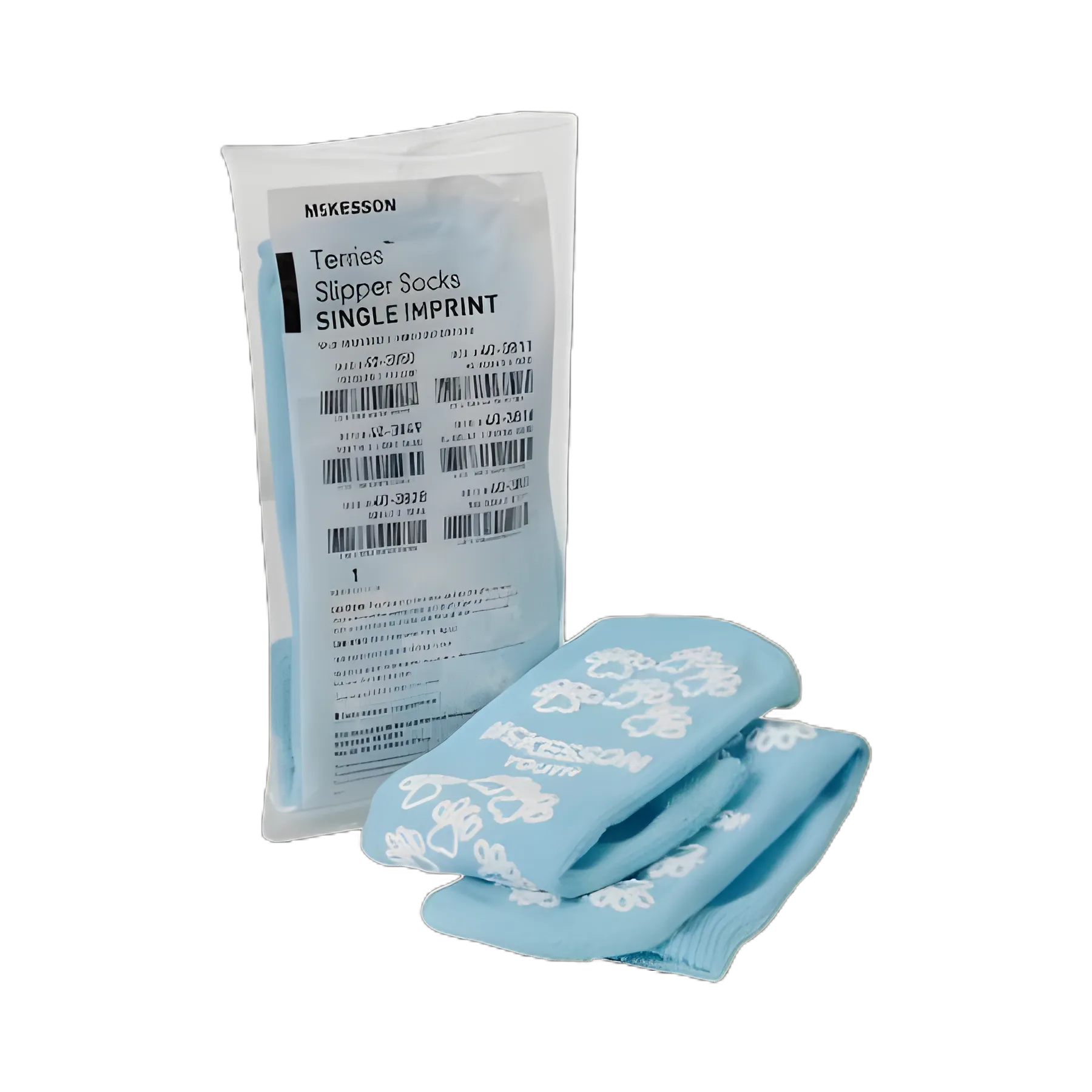 Slipper Socks McKesson Terries™ Youth Light Blue Above the Ankle - 40-3849