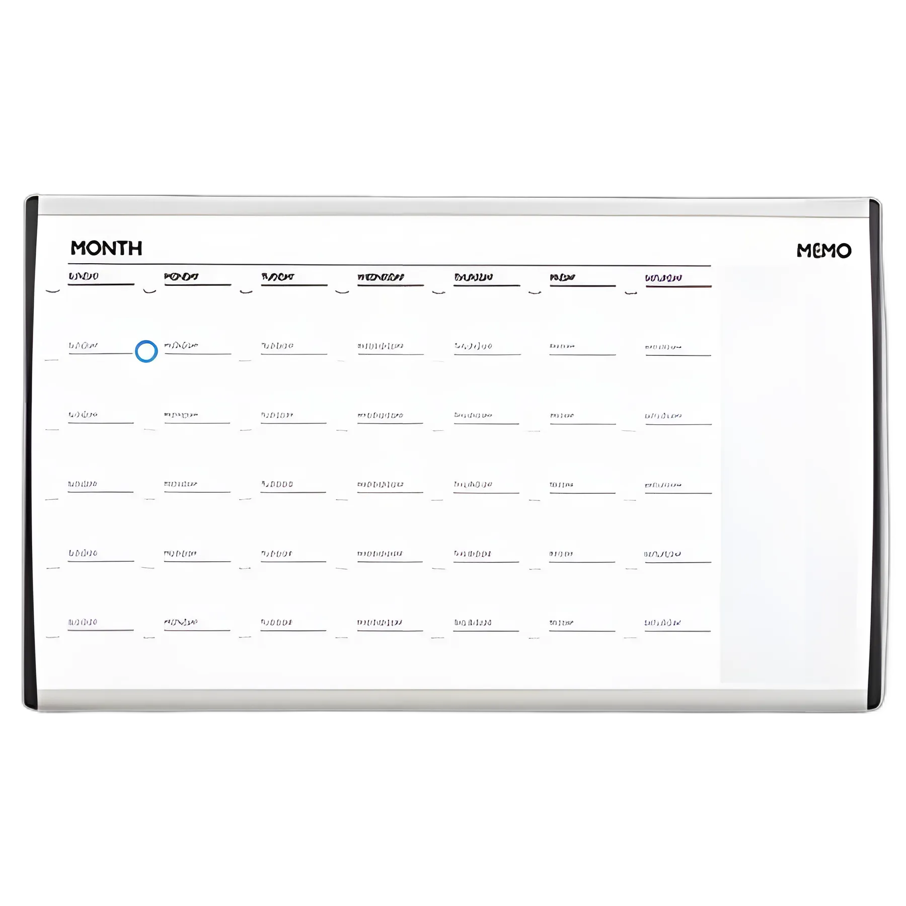 ARC Frame Cubicle Magnetic Dry Erase Calendar, One Month Format, 30 x 18, White Surface, Silver Aluminum Frame