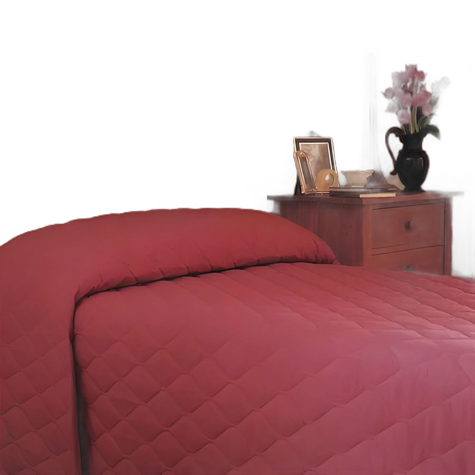 Quilted Fitted Bedspread for Medical Use, 71W x 102L Inch, Cotton/Polyester Blend, Chianti
