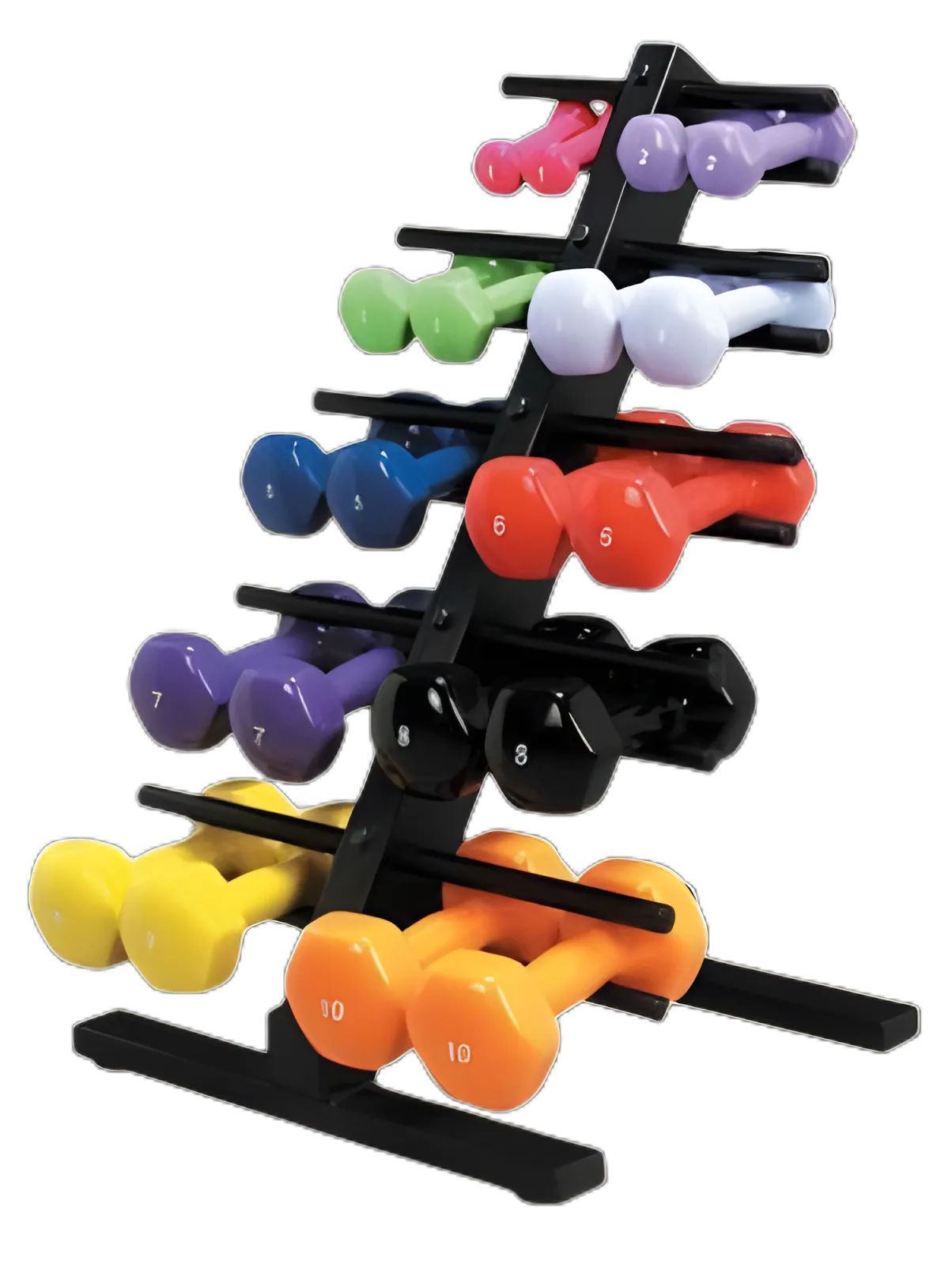 Dumbbell Set with Storage Rack 10 Piece Set with Floor Rack CanDo® 1 lbs. / 2 lbs. / 3 lbs. / 4 lbs. / 5 lbs.