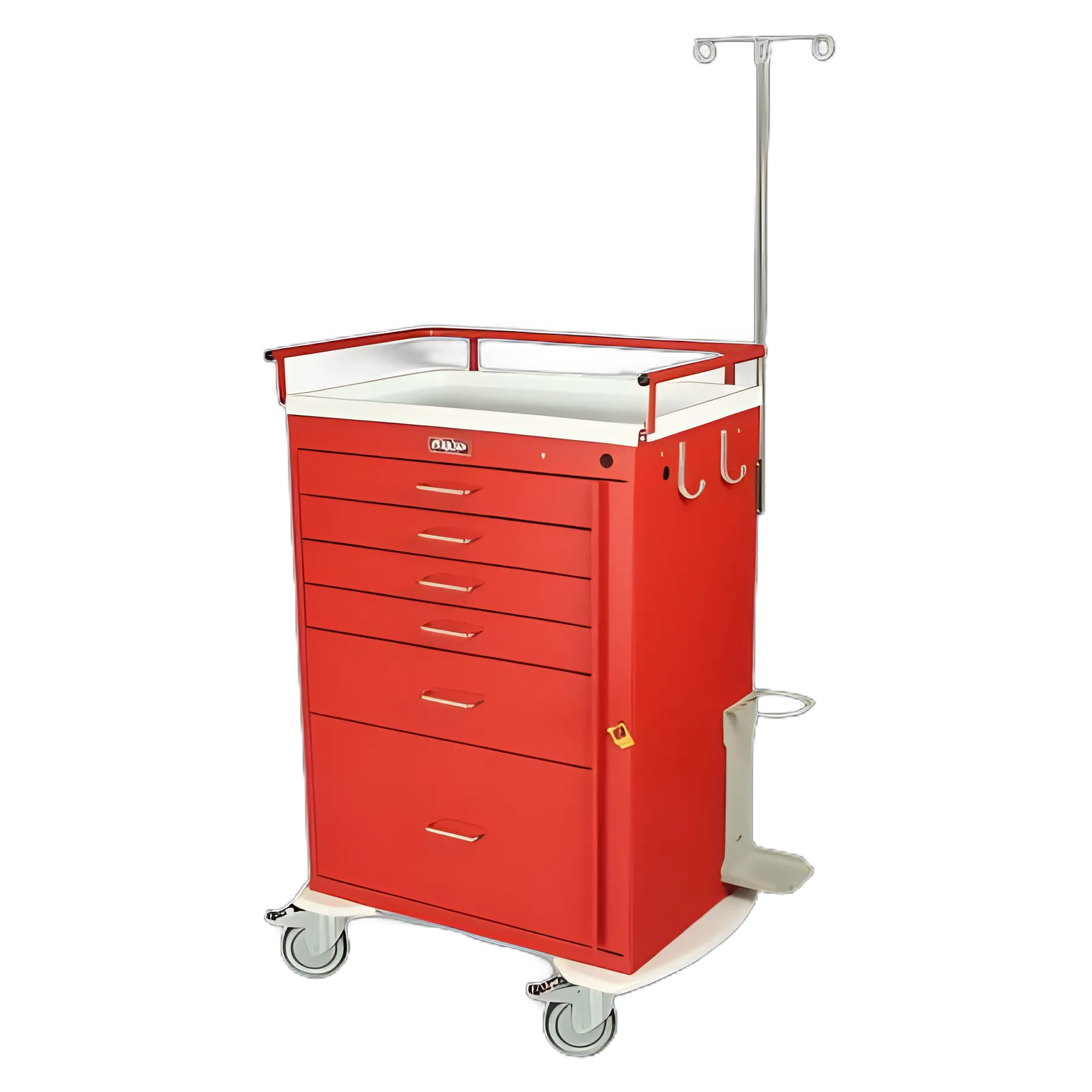 Emergency Cart Classic Line with IV Pole - Medical Crash Cart for Hospitals and Clinics