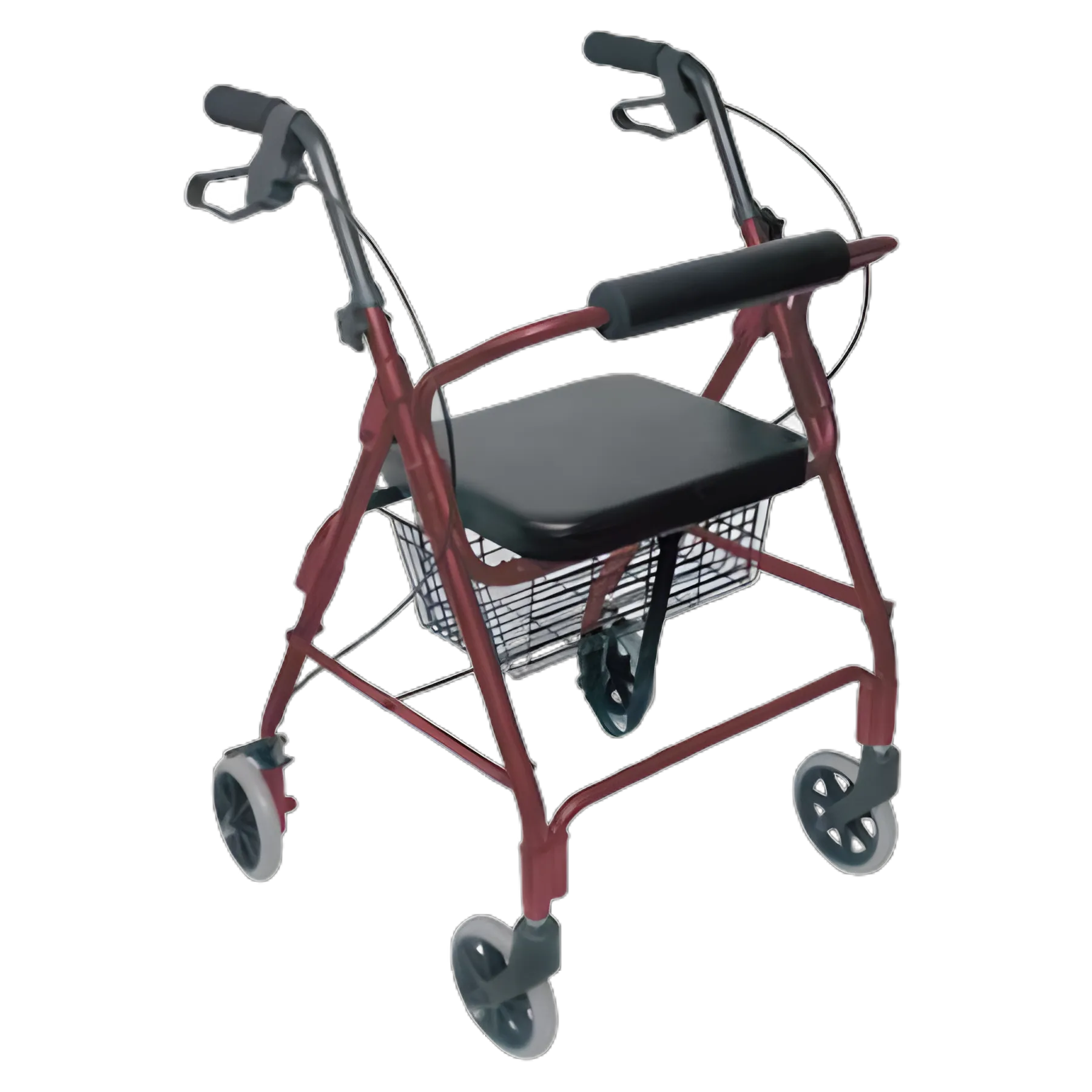 4 Wheel Rollator DMI® Burgundy Adjustable Height / Lightweight / Folding Aluminum Frame