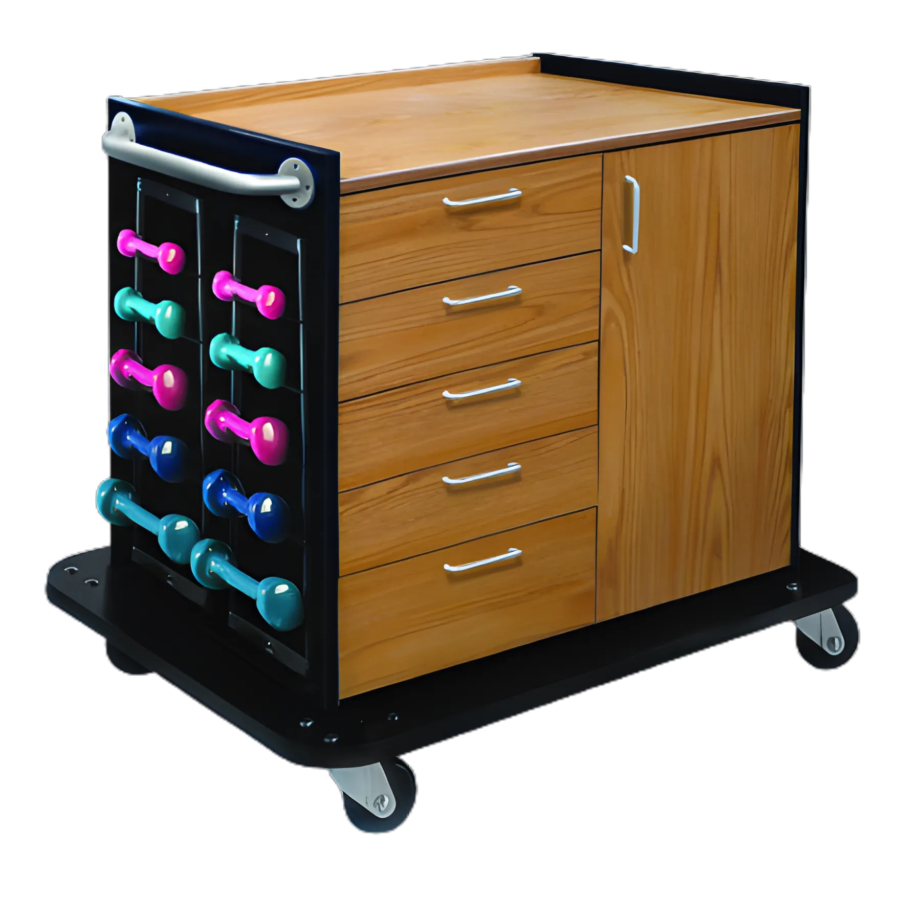 Storage Unit with Exercise Equipment 25 Piece Set with Mobile Unit 1 to 5 lbs.