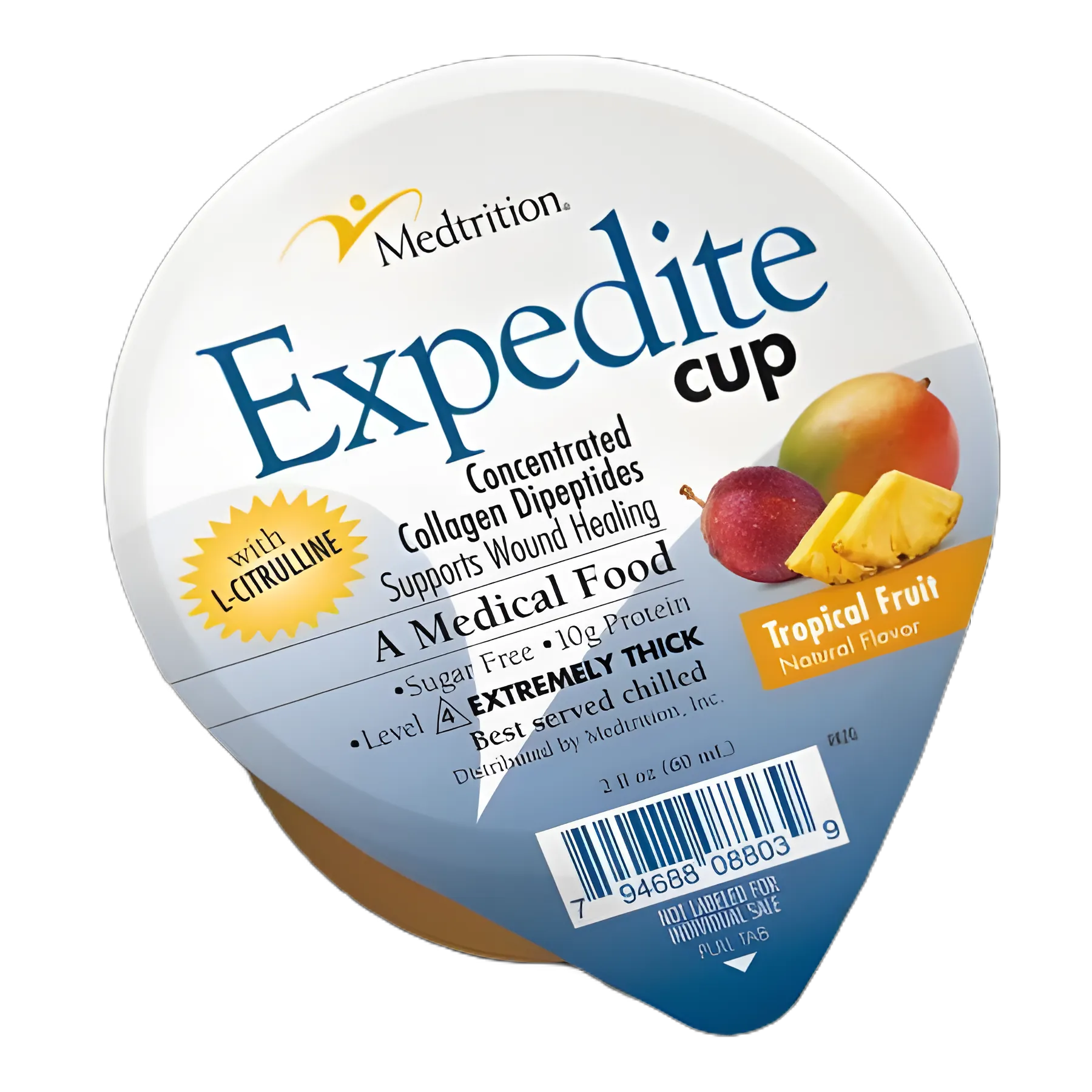 Thickened Food Expedite™ 2 oz. Cup Tropical Fruit Flavor Gel IDDSI Level 4 Extremely Thick/Pureed