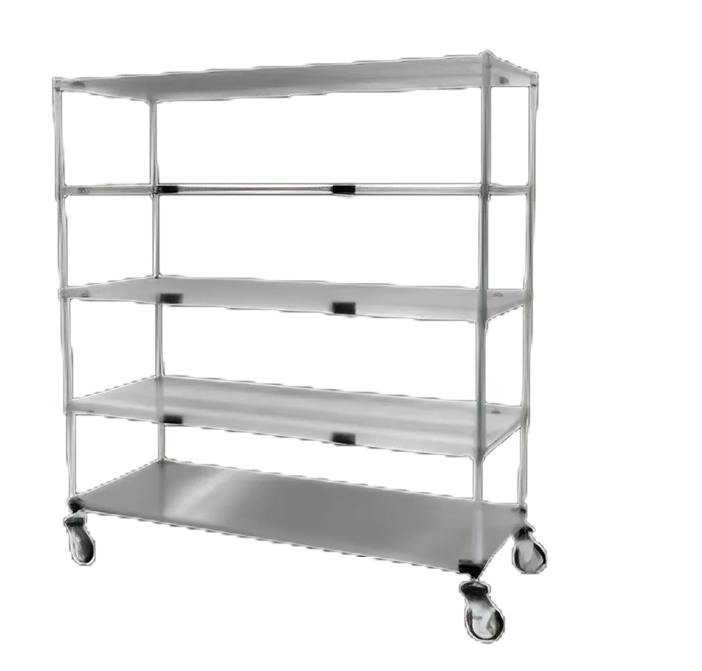 Stainless Steel Linen Cart with 4 Adjustable Shelves and 5" Donut Stem Casters