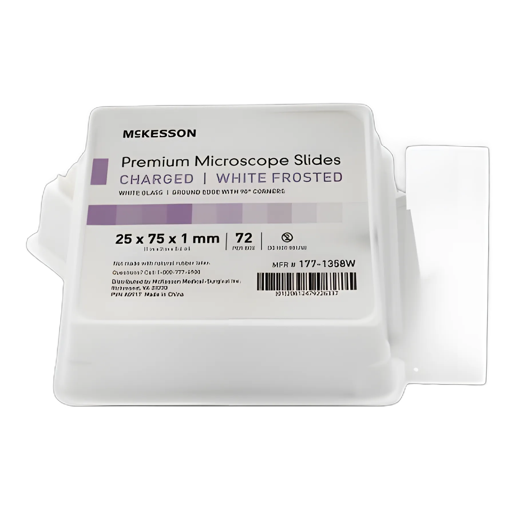 McKesson Charged Microscope Slides 25 X 75 X 1 mm White Frosted - Premium Glass Quality