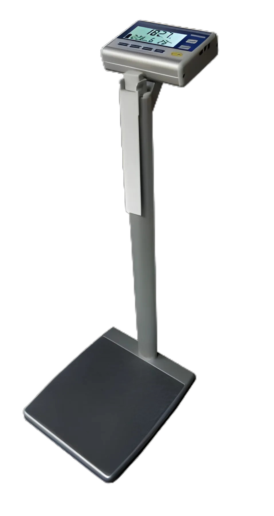 Befour MX805 Column Scale with Height Rod - Smart View Display, 750 lbs. Capacity, Battery Operated, Black/Silver
