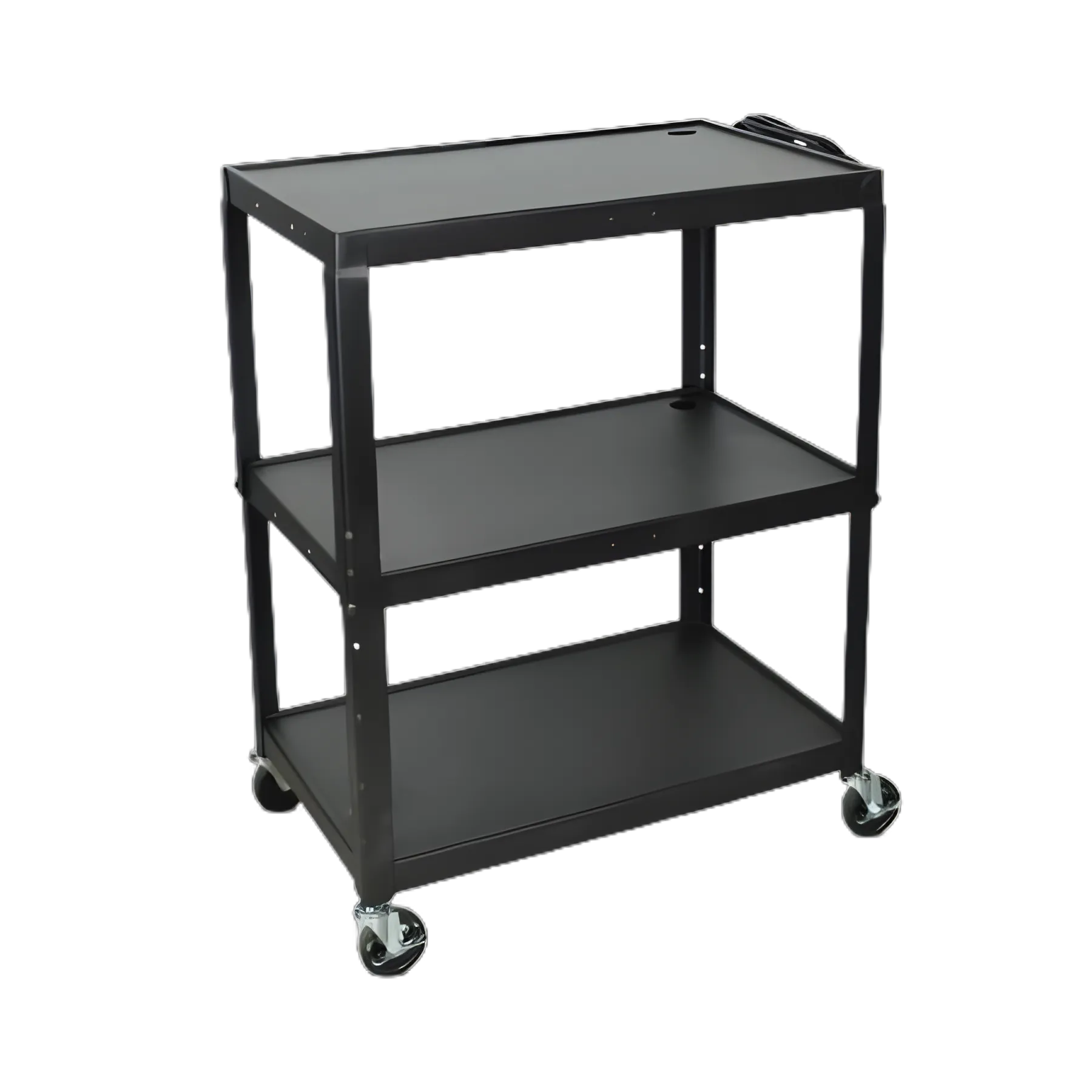 Luxor AVJ42XL Adjustable Height Metal Utility Cart, 300 lbs. Capacity, Black