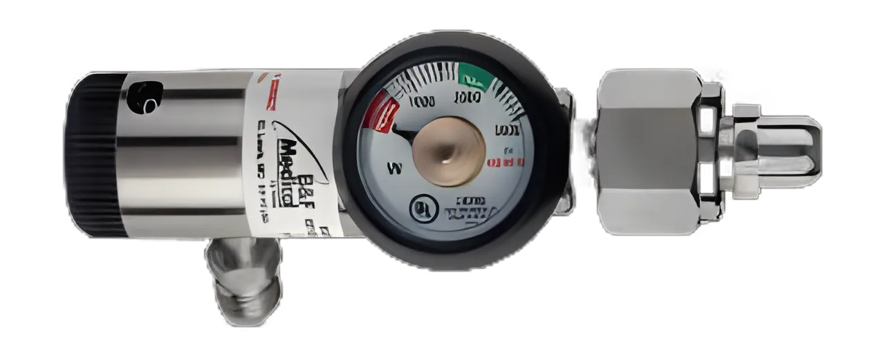 B & F Medical Oxygen Regulator Click Style with Gauge 0 - 15 LPM DISS Outlet CGA-540