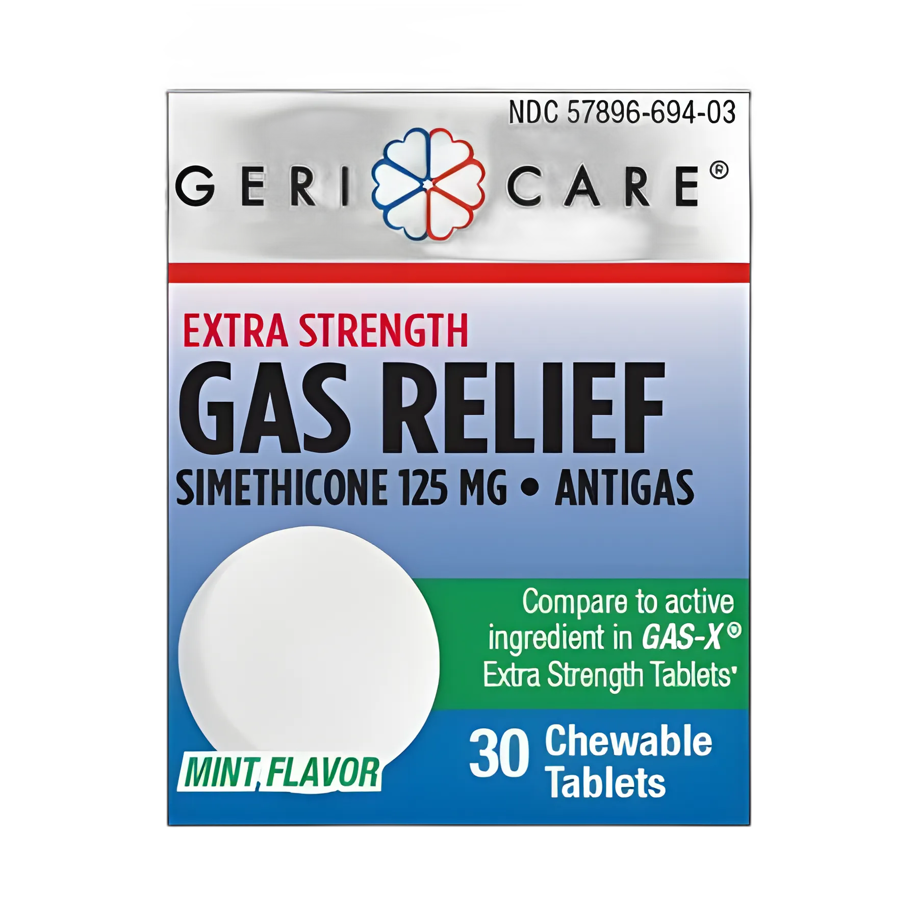 Geri-Care Gas Relief Simethicone 125 mg Tablets - 30 Count