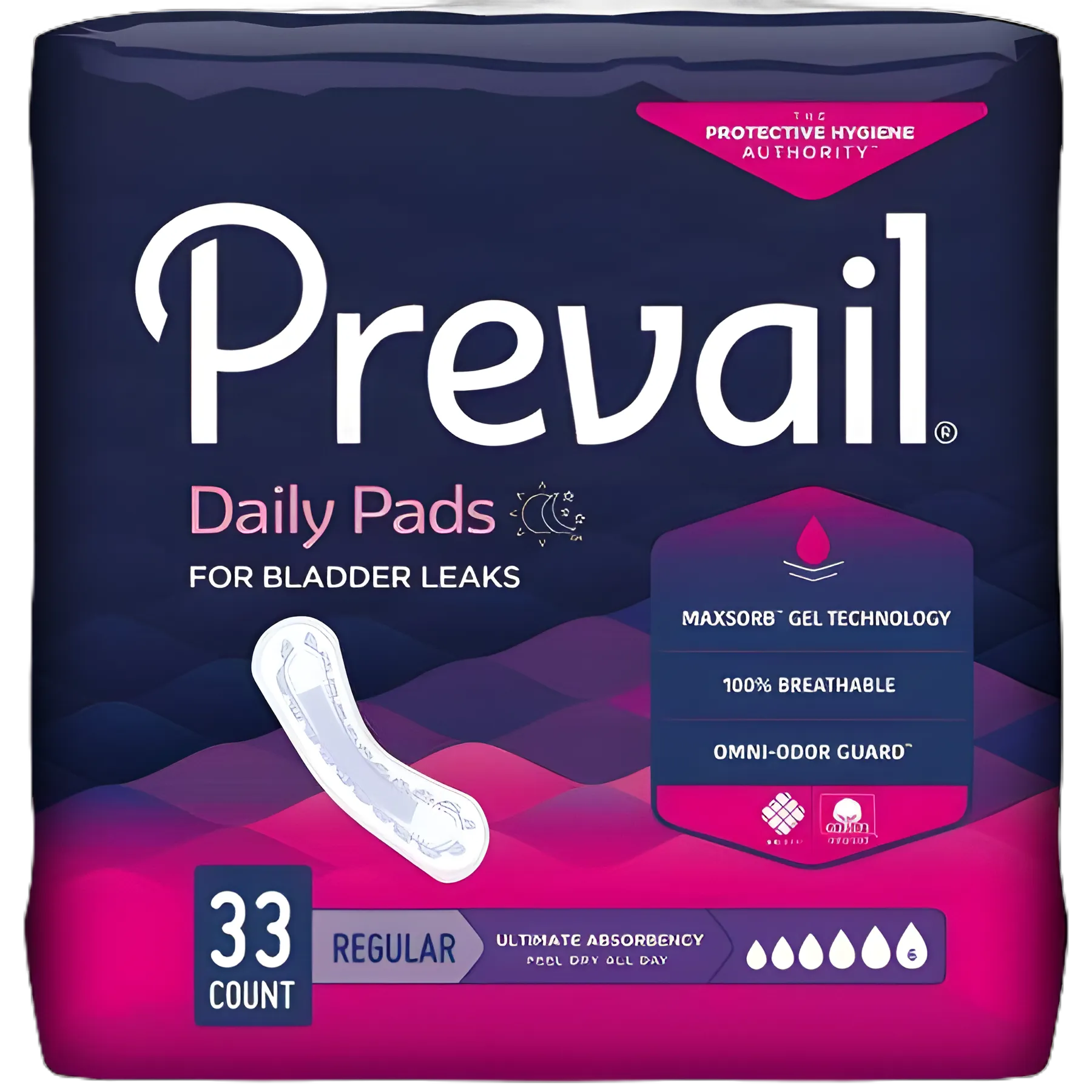 Bladder Control Pad Prevail® Daily Pads Ultimate 16 Inch Length Heavy Absorbency Polymer Core One Size Fits Most