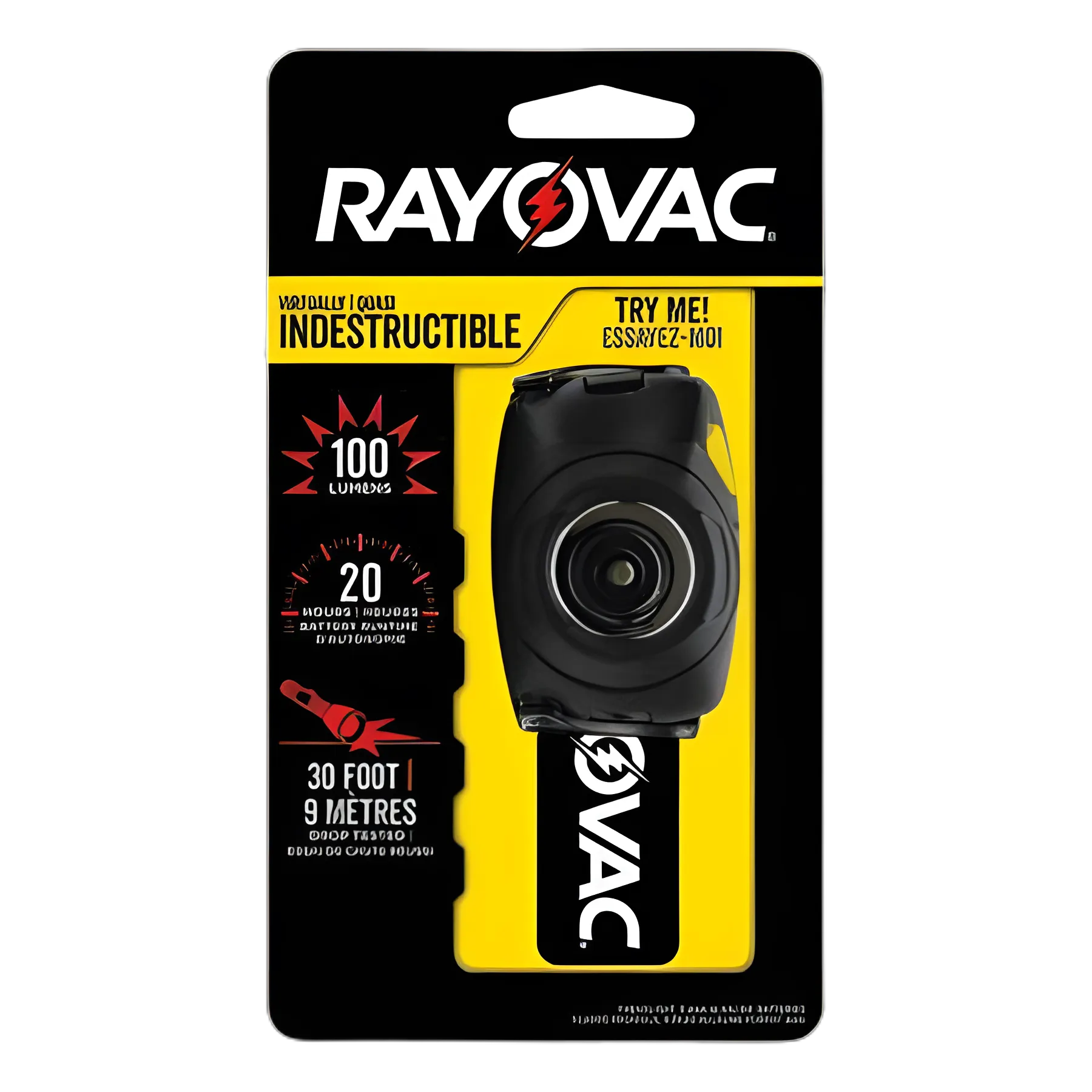 Rayovac Virtually Indestructible LED Headlight for Medical Professionals, Includes 3 AAA Batteries, 30m Projection - Black