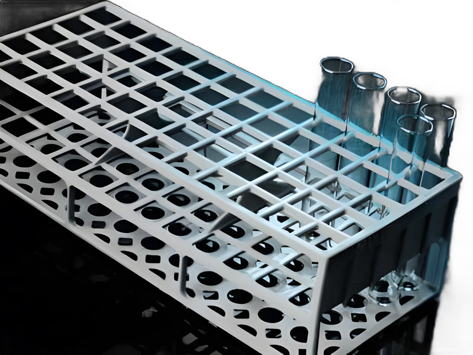 60-Place Test Tube Rack for 17mm Tubes - Durable Acetal Resin, Autoclavable