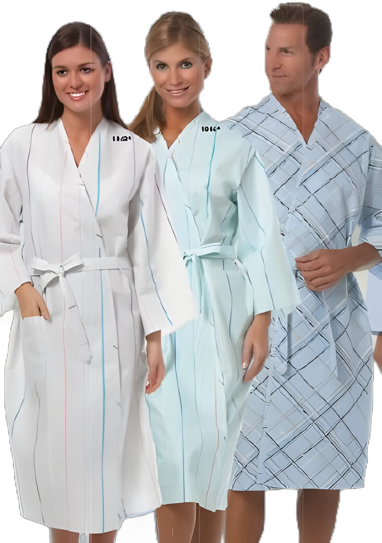 Patient Robe Unisex X-Large Aqua Multi Stripe