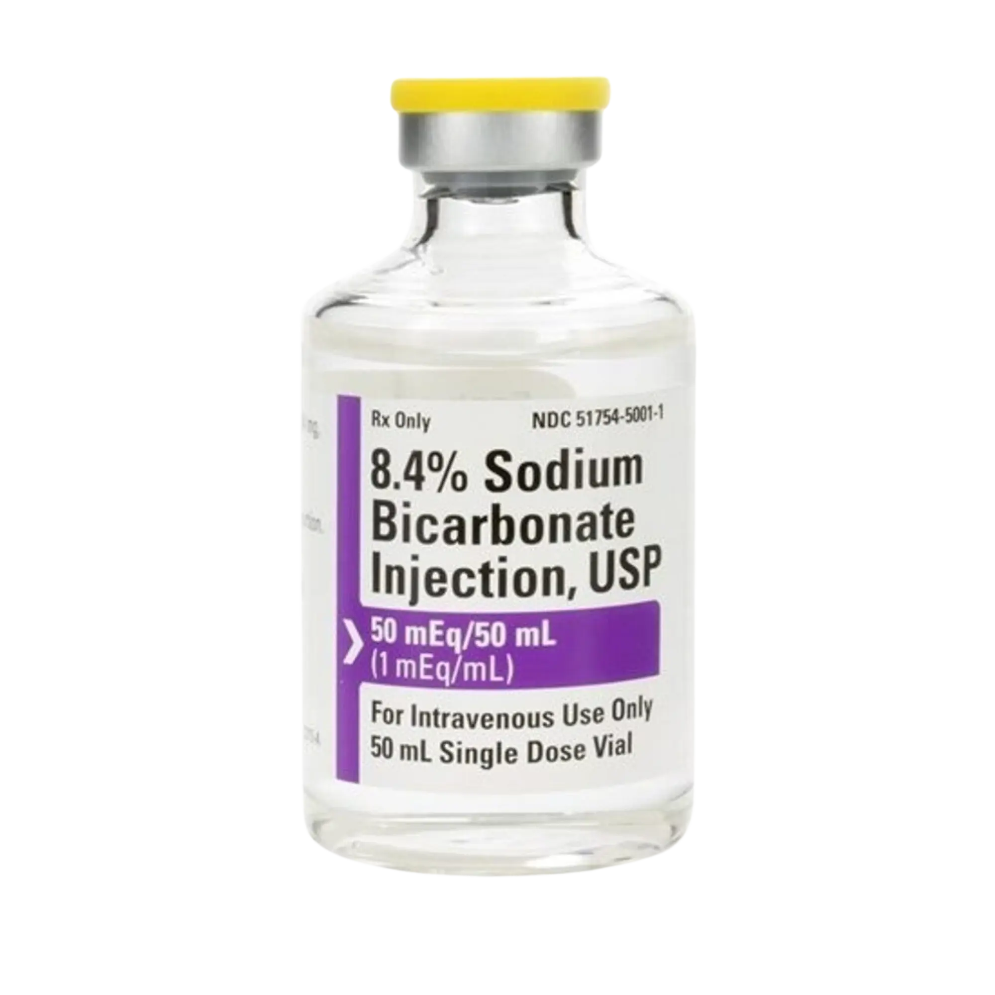 Sodium Bicarbonate, Preservative Free 8.4%, 1 mEq / mL Injection Single-Dose Vial 50 mL - 51754500104