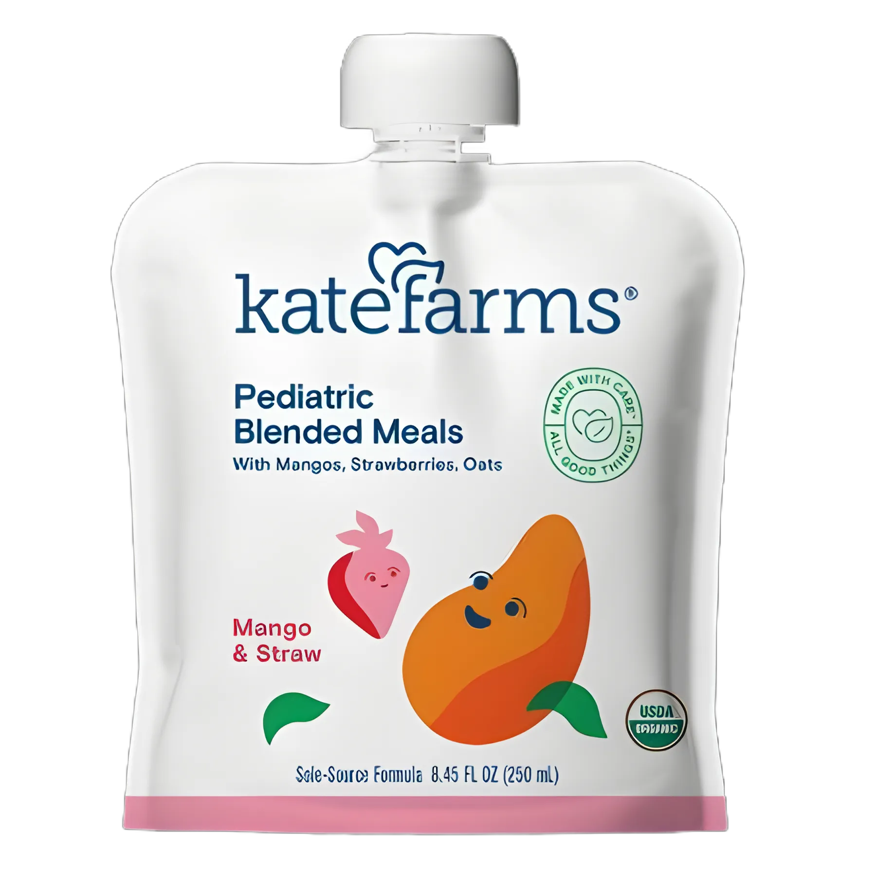 Pediatric Tube Feeding Formula Kate Farms Mango / Strawberry Flavor 8.45 oz. / 250 mL Pouch Liquid Organic Pea Protein