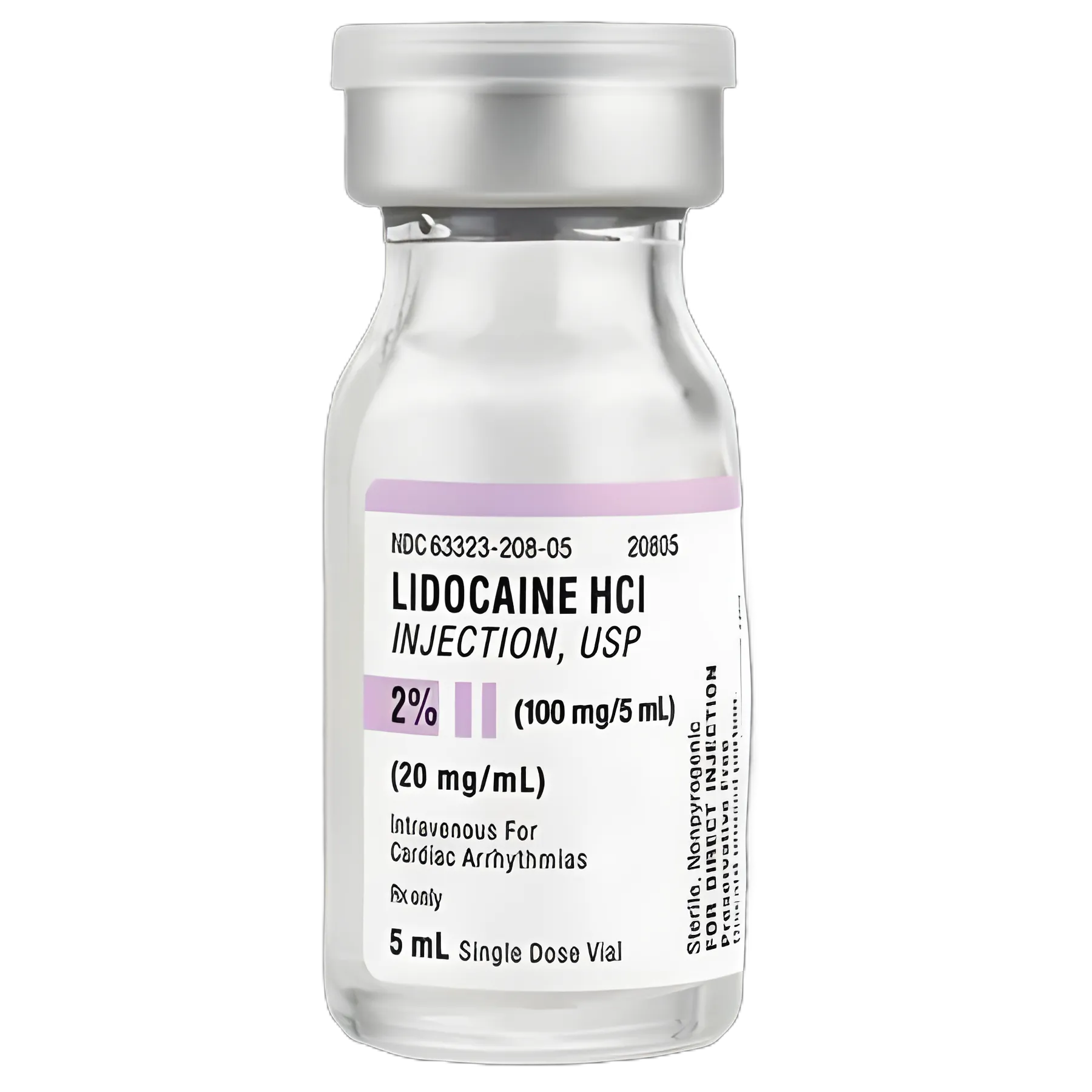 CARDIAC ONLY Lidocaine HCl, Preservative Free 2%, 20 mg / mL Injection Single-Dose Vial 5 mL