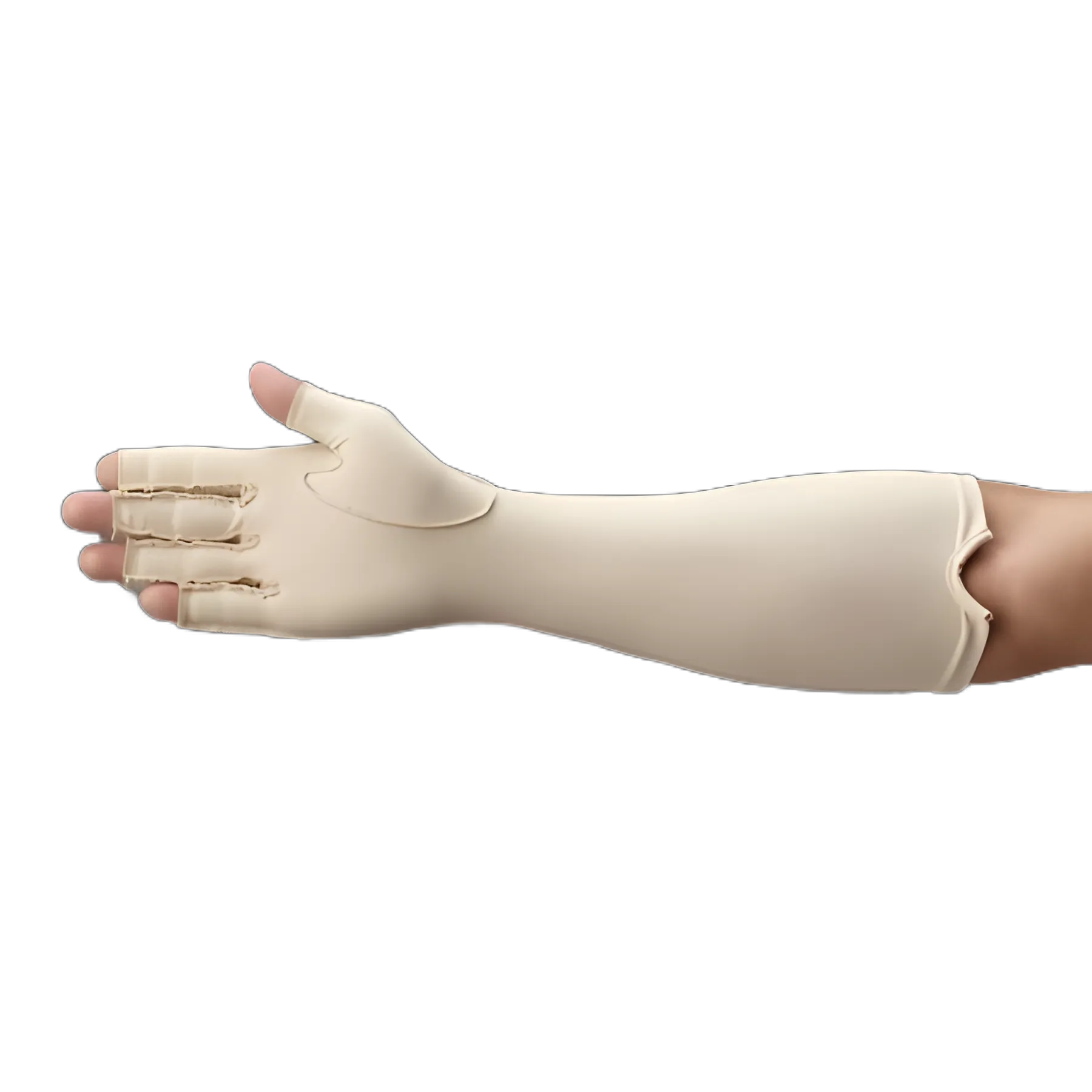 Compression Glove Rolyan® Full Finger Medium Forearm Length Left Hand Lycra® / Spandex