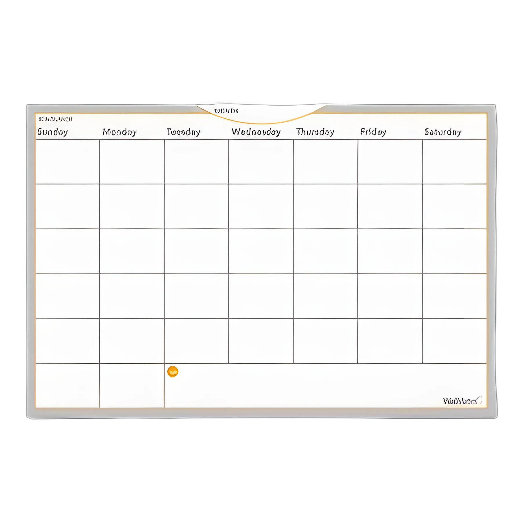 WallMates Self-Adhesive Dry Erase Monthly Planning Surfaces, 36 x 24, White/Gray/Orange Sheets, Undated