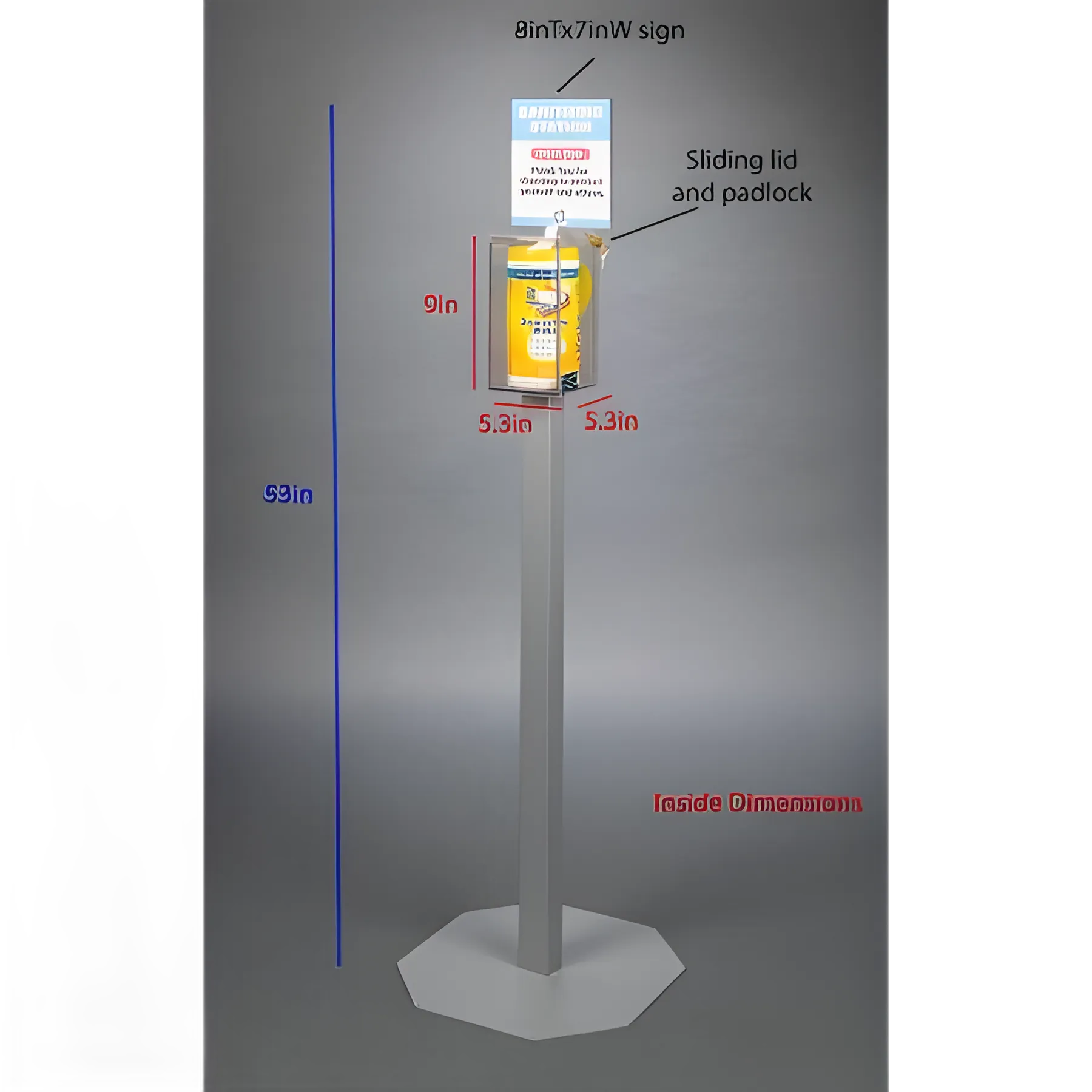 Poltex Sanitizing Station Floor Standing - Durable PETG & Powder Coated Steel, Includes Disinfecting Wipes Box