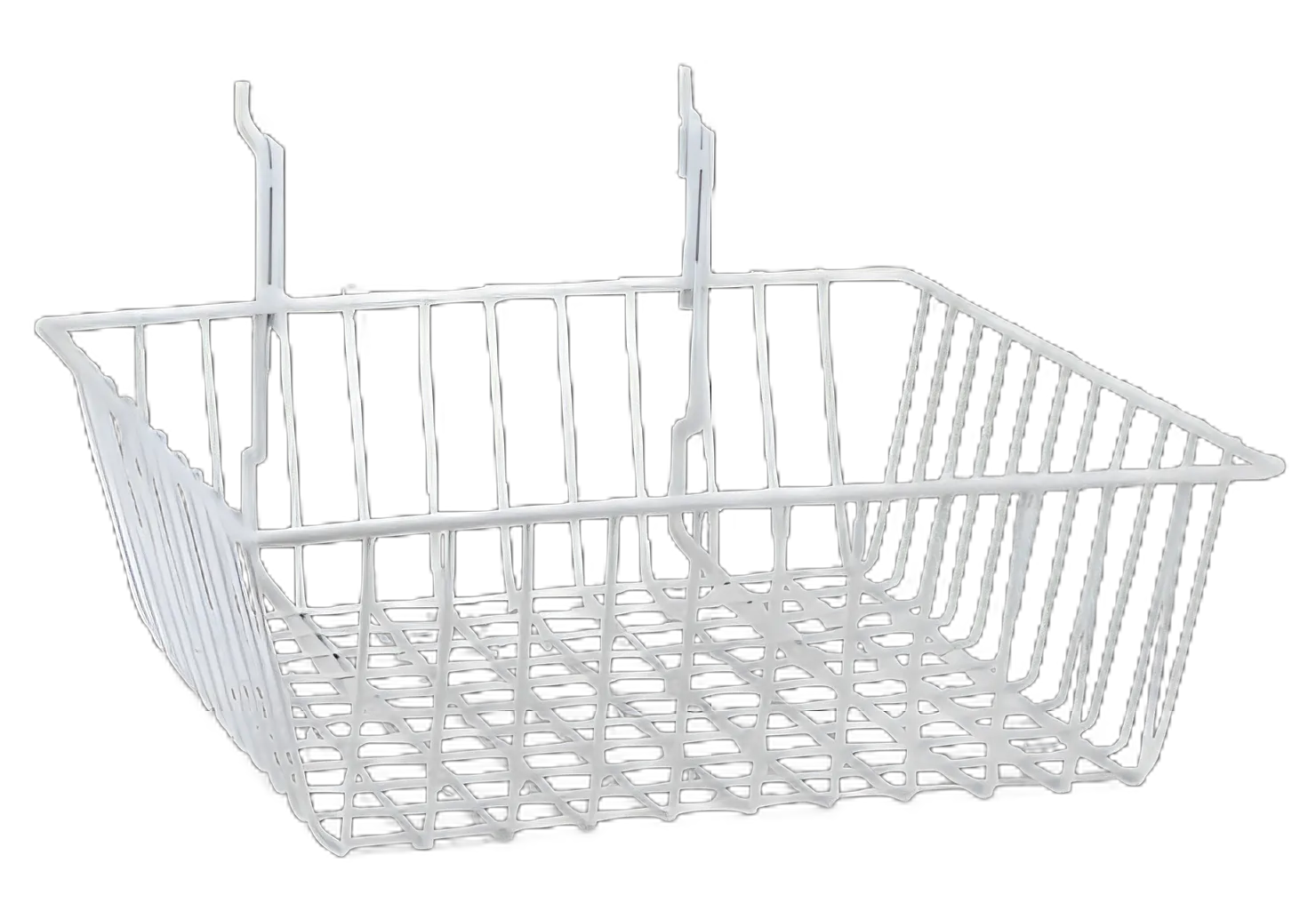 Medical Supply Storage Basket - White Wire, 12x12x4 Inch for Clinic Organization