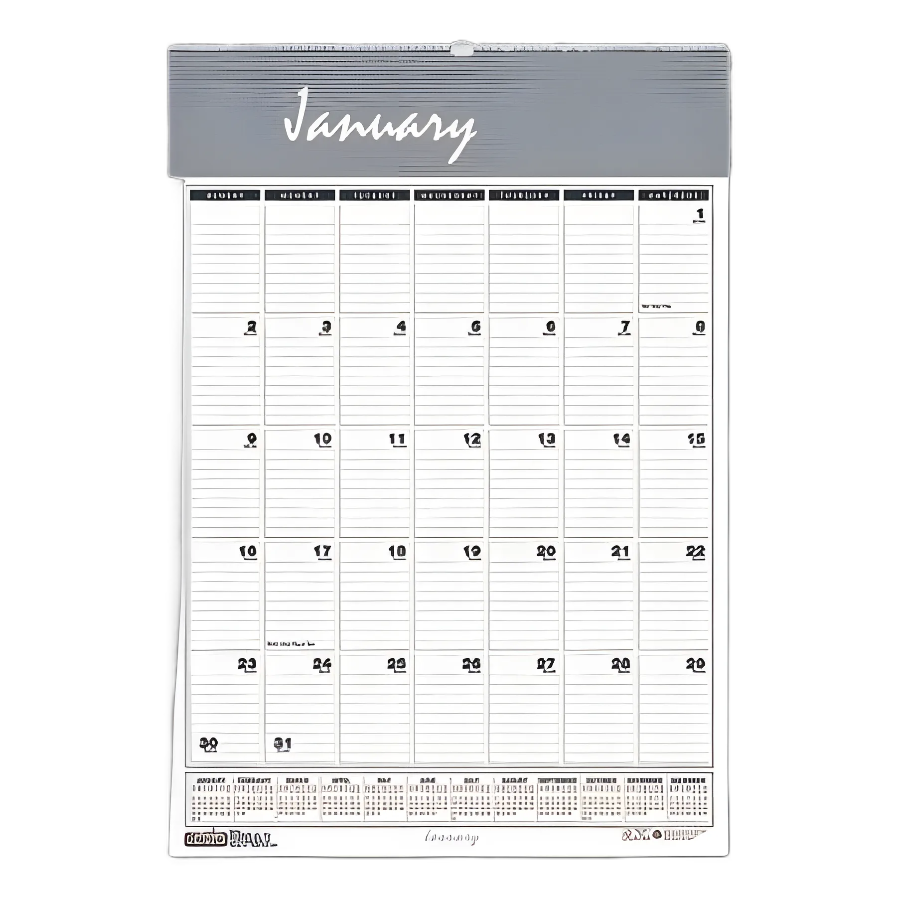 Bar Harbor Recycled Wirebound Monthly Wall Calendar, 15.5 x 22, White/Blue/Gray Sheets, 12-Month (Jan-Dec): 2024