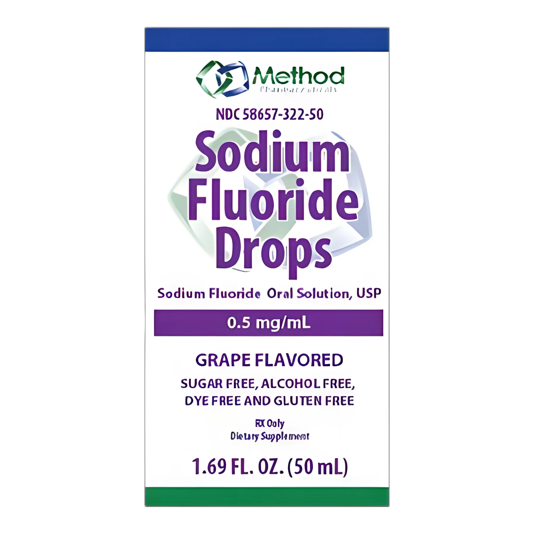 Sodium Fluoride 0.5 mg/mL Oral Drops for Dental Health, 50 mL Bottle