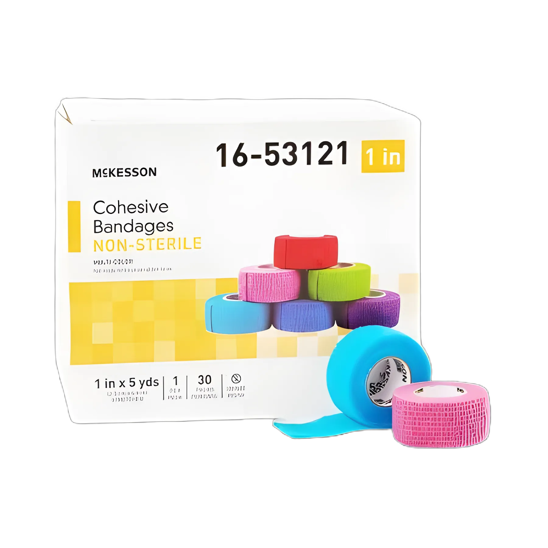 McKesson Self-Adherent Cohesive Bandage 1 Inch X 5 Yards, Multi-Color, Non-Sterile