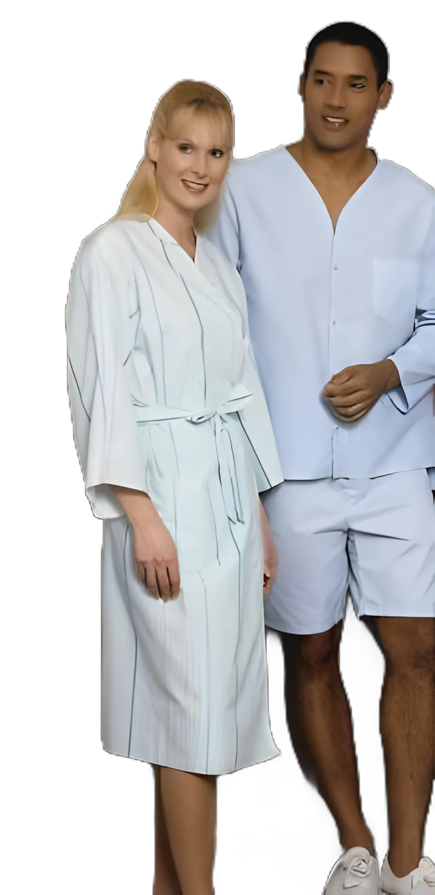 Patient Robe Unisex Large Aqua Stripe Reusable