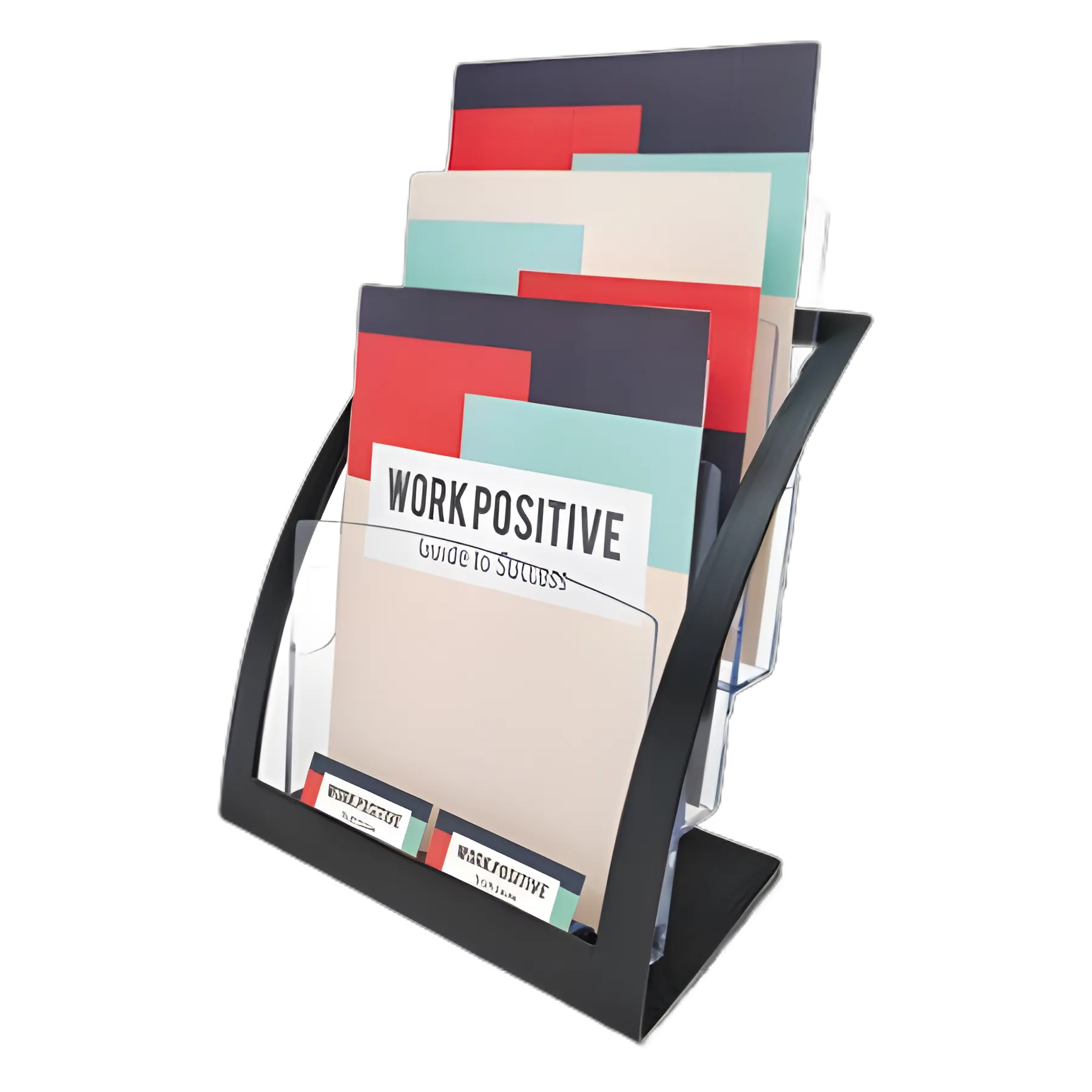 3-Tier Literature Holder, Leaflet Size, 11.25w x 6.94d x 13.31h, Black
