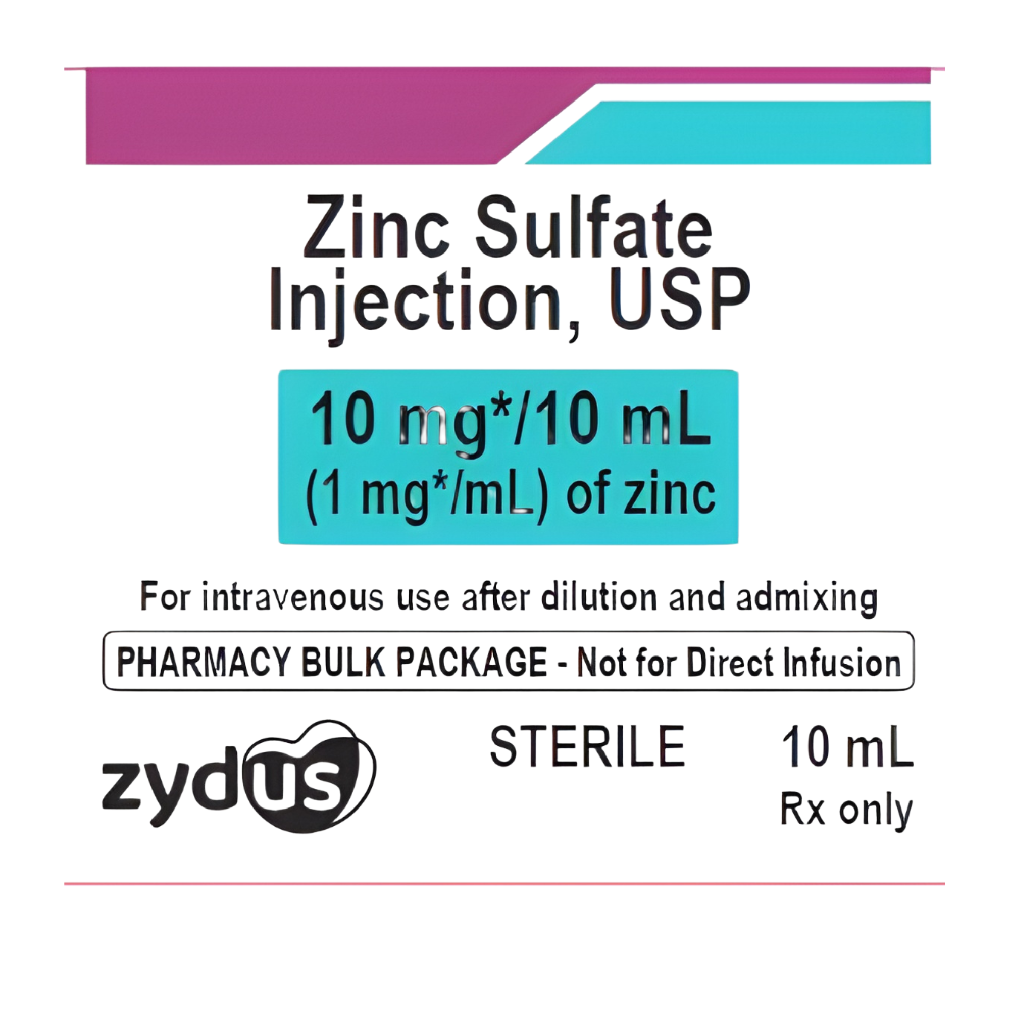 Zinc Sulfate 1 mg / mL Injection 10 mL, 25/CT