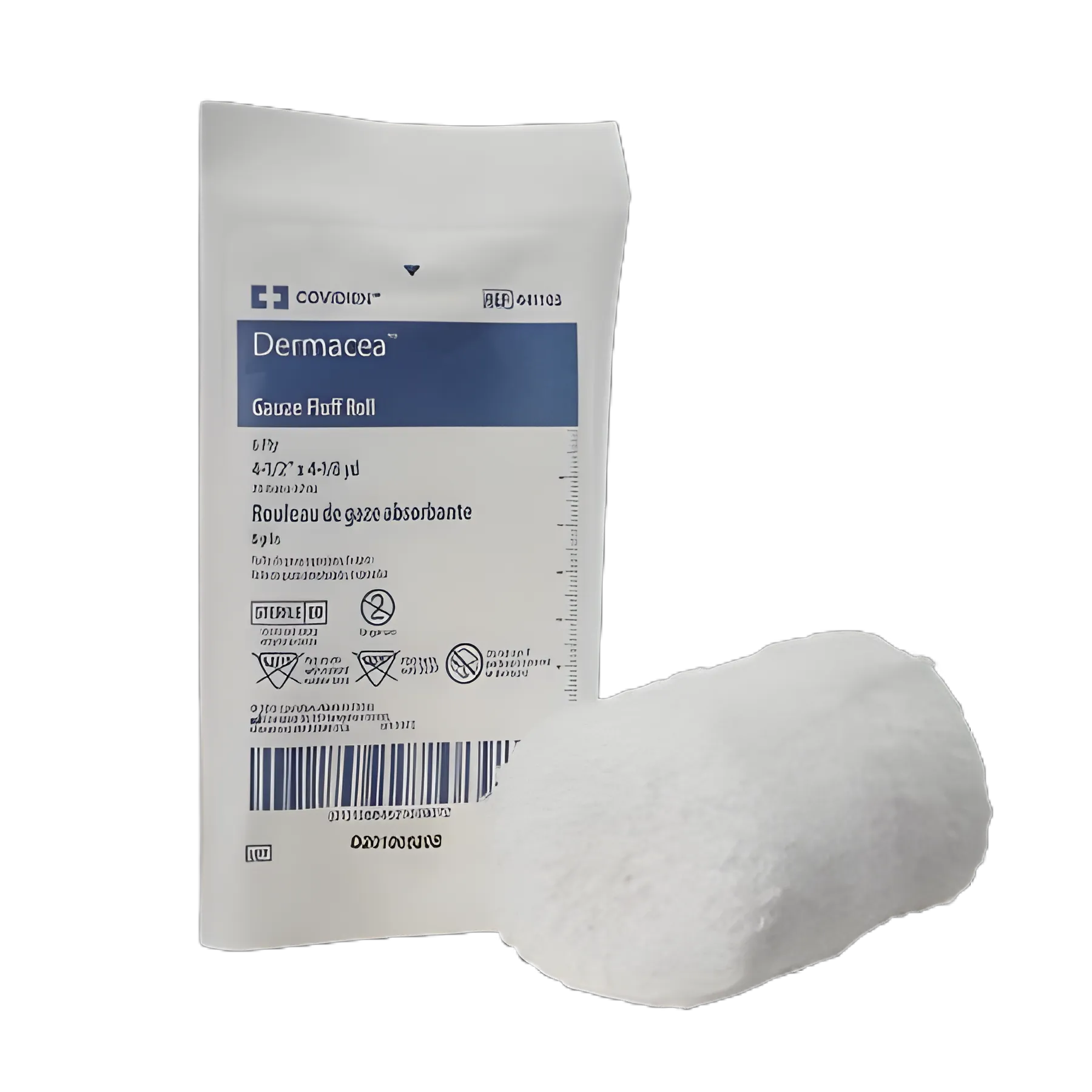 Fluff Bandage Roll Dermacea™ 4-1/2 Inch X 4-1/10 Yard 1 per Pouch Sterile 6-Ply Roll Shape