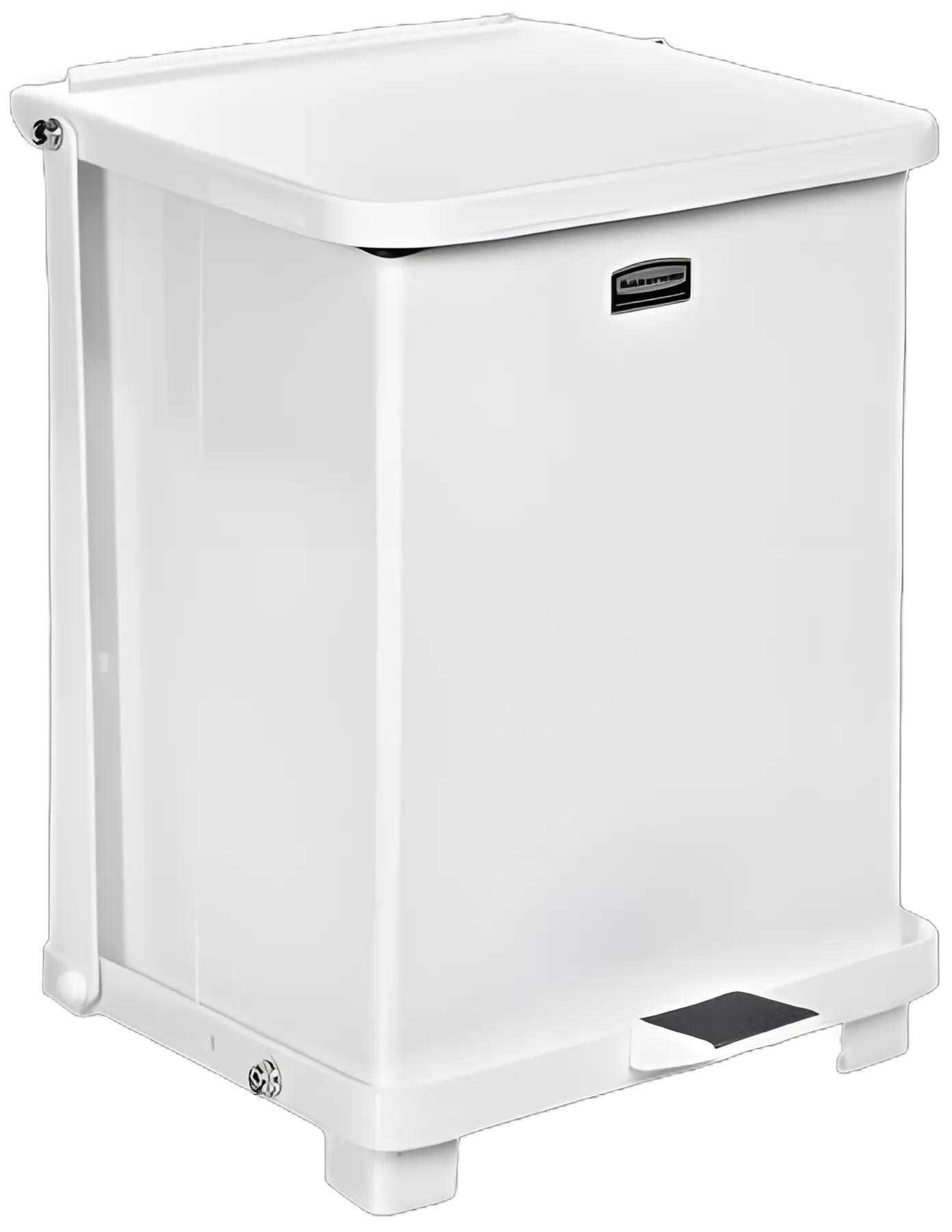 Rubbermaid Defenders 25 Gal. Square White Steel Medical Trash Can with Step-On Pedal
