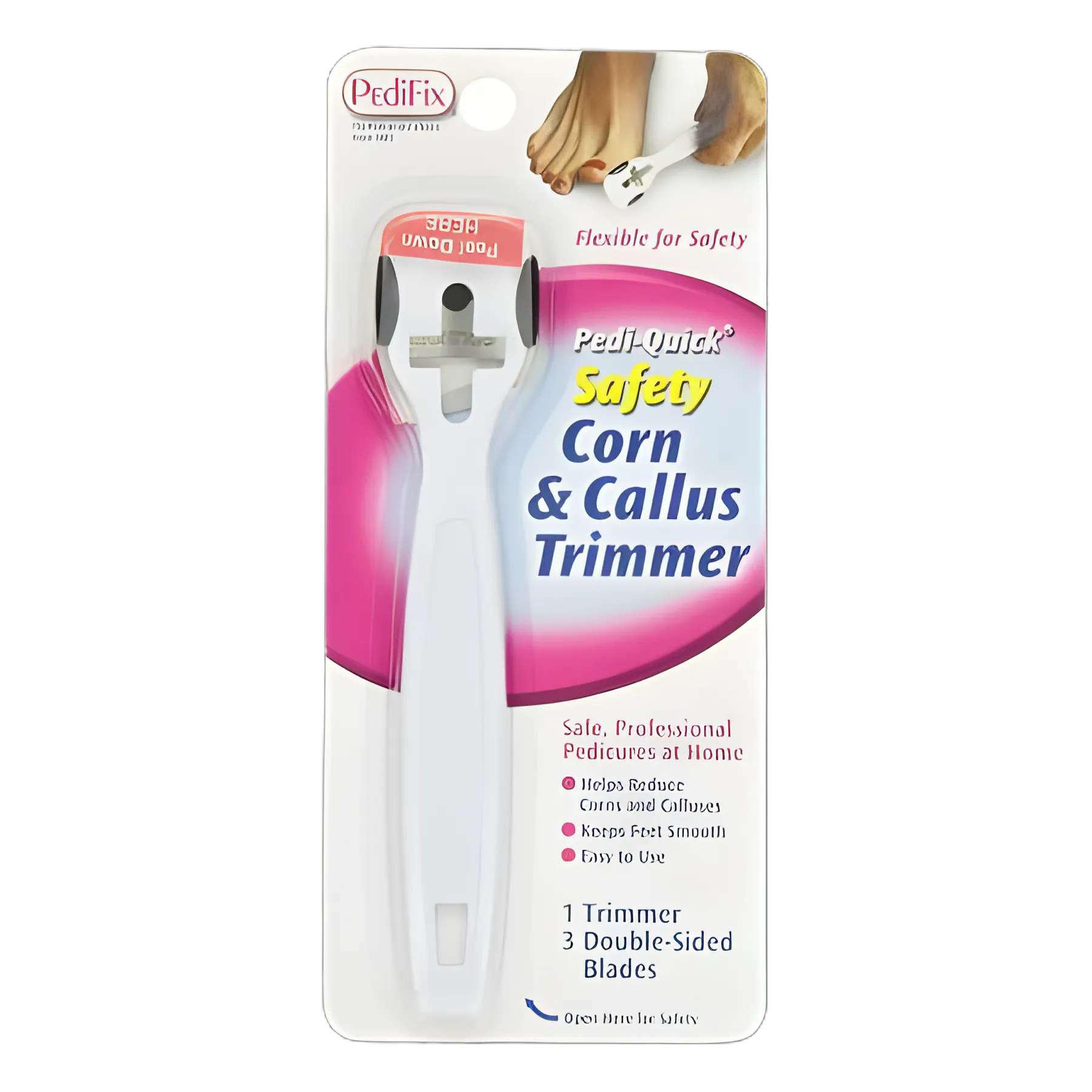 Safety Corn and Callus Trimmer Pedi-Quick® Stainless Steel / Plastic 5-3/4 Inch Length Flexible Nonslip Grip Handle NonSterile Reusable - P3035
