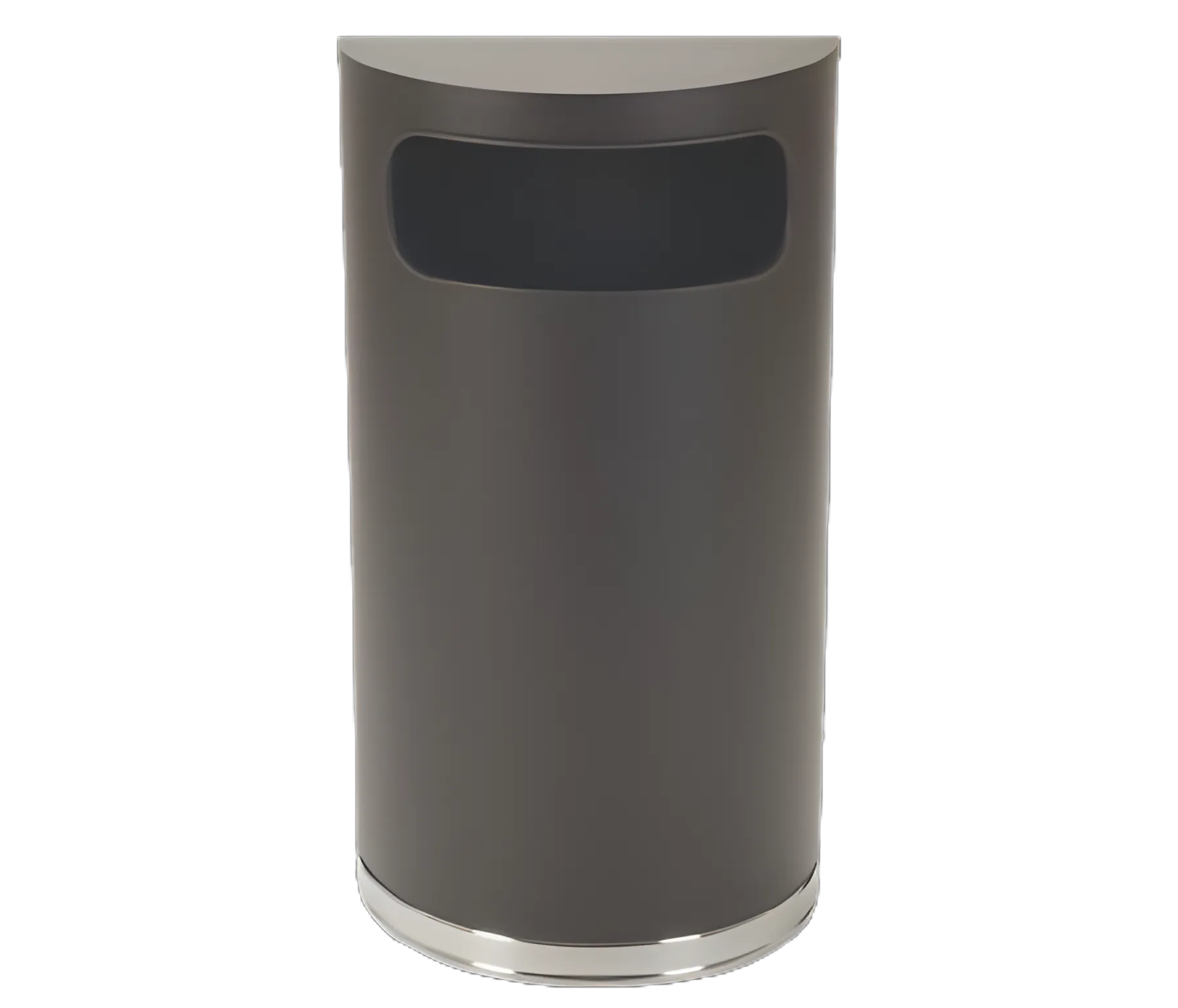 Tough Guy 9 Gallon Half-Round Black Powder Coated Steel Medical Trash Can with Side Opening
