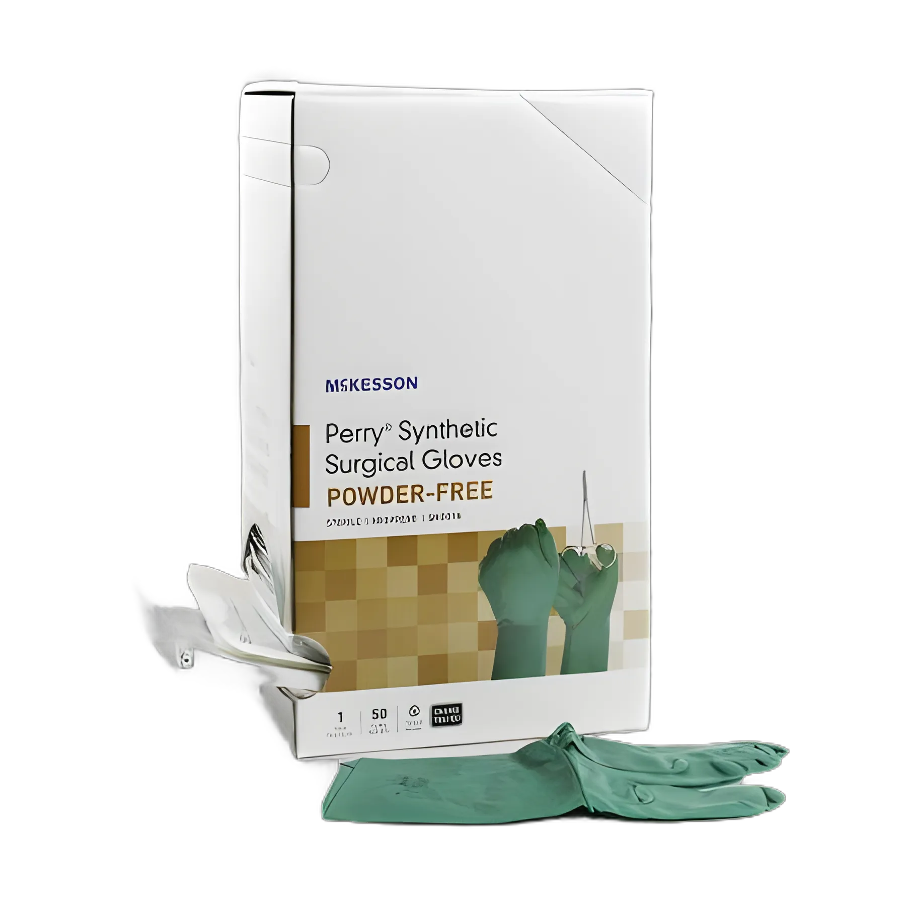 McKesson Perry Performance Plus Surgical Glove, Size 7.5, Sterile, Polychloroprene, Chemo Tested, Dark Green