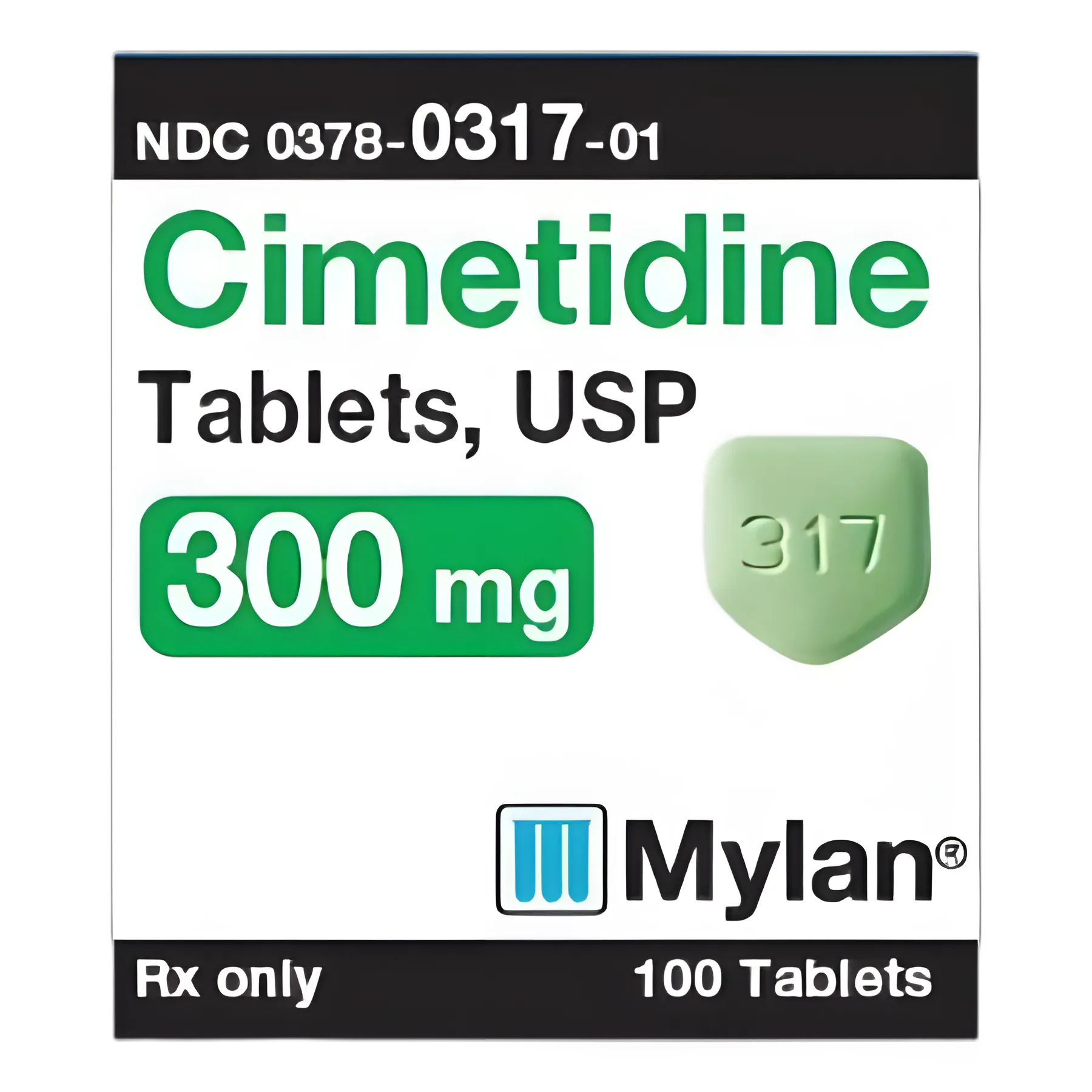Cimetidine 300 mg Tablets by Mylan Pharmaceuticals - 100 Count