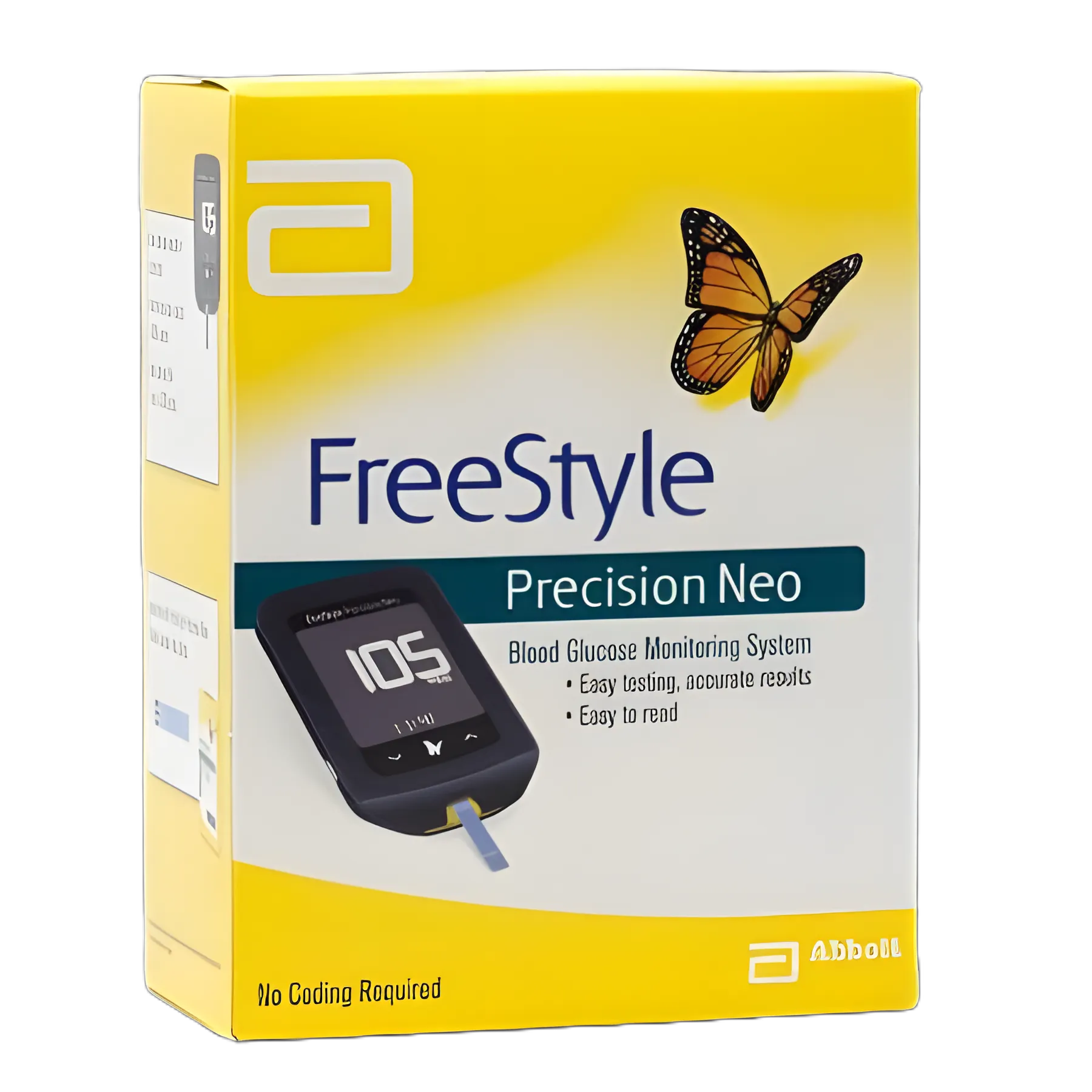 Blood Glucose Meter Kit Freestyle Precision Neo 5 Seconds Results Stores up to 1000 Results No Coding Required