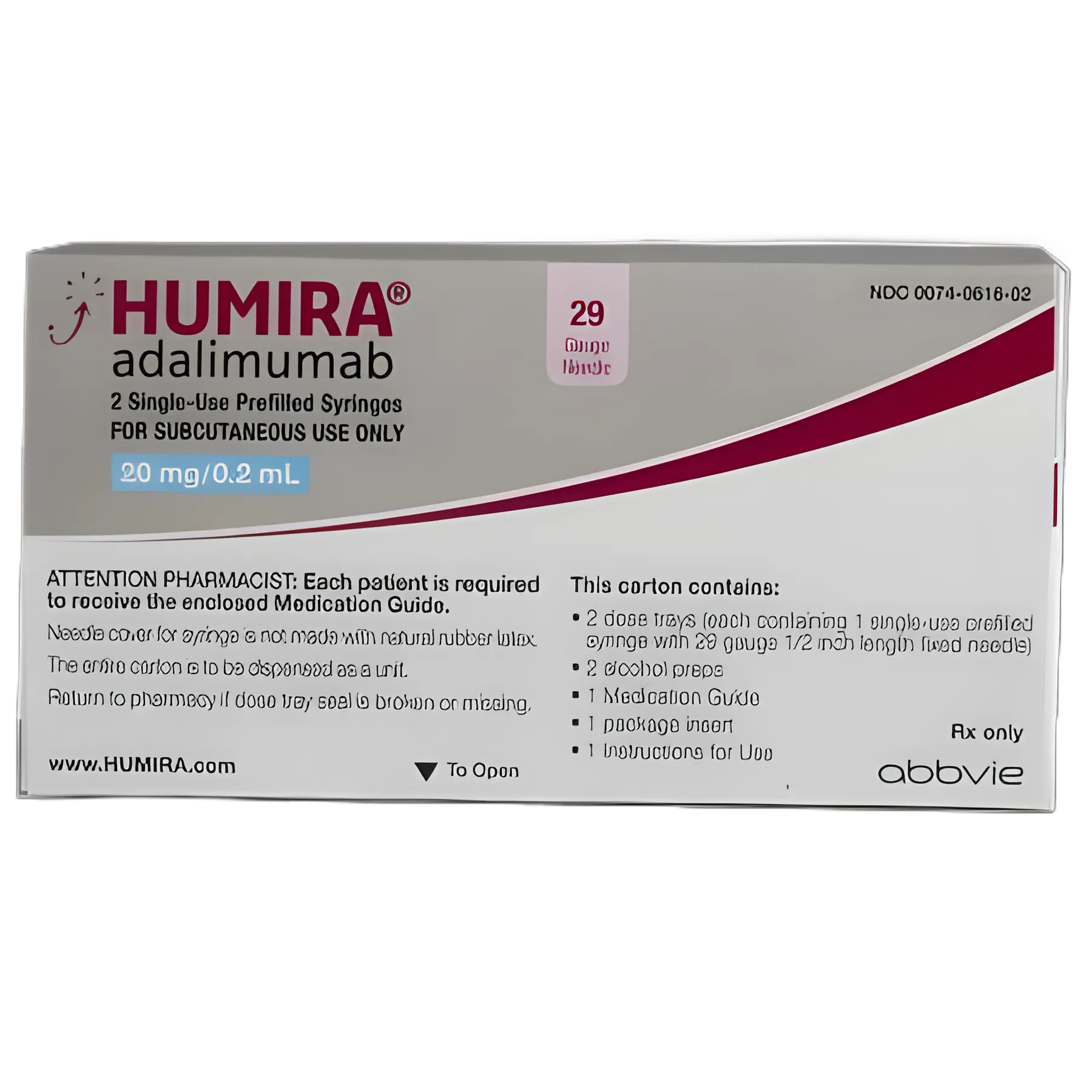 Humira® Adalimumab 20 mg / 0.2 mL Injection Prefilled Syringe 2 Doses