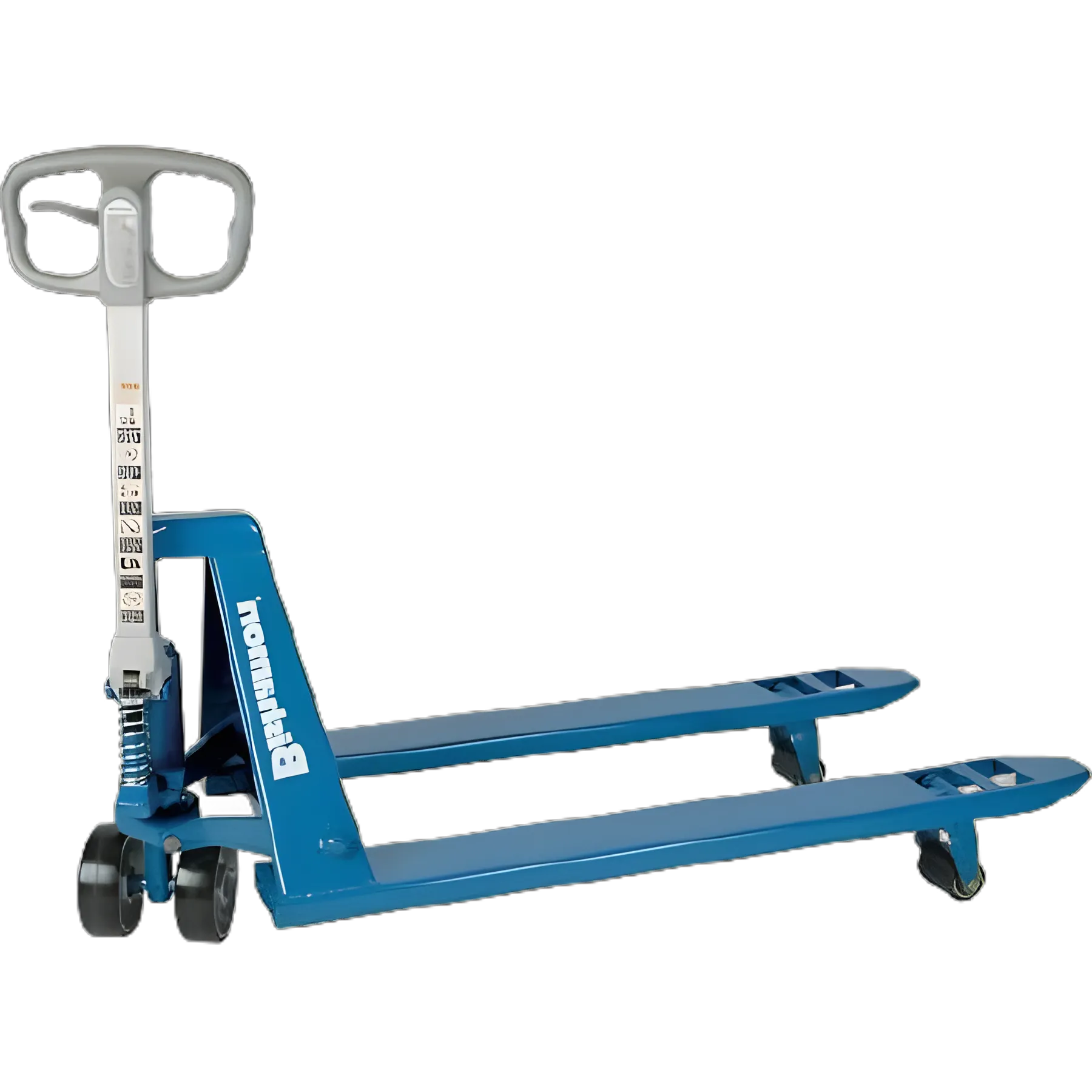 Bishamon® Pallet Jack Truck with Polyurethane Wheels and Safety Handle - 5,500 lbs Capacity for Medical Facilities