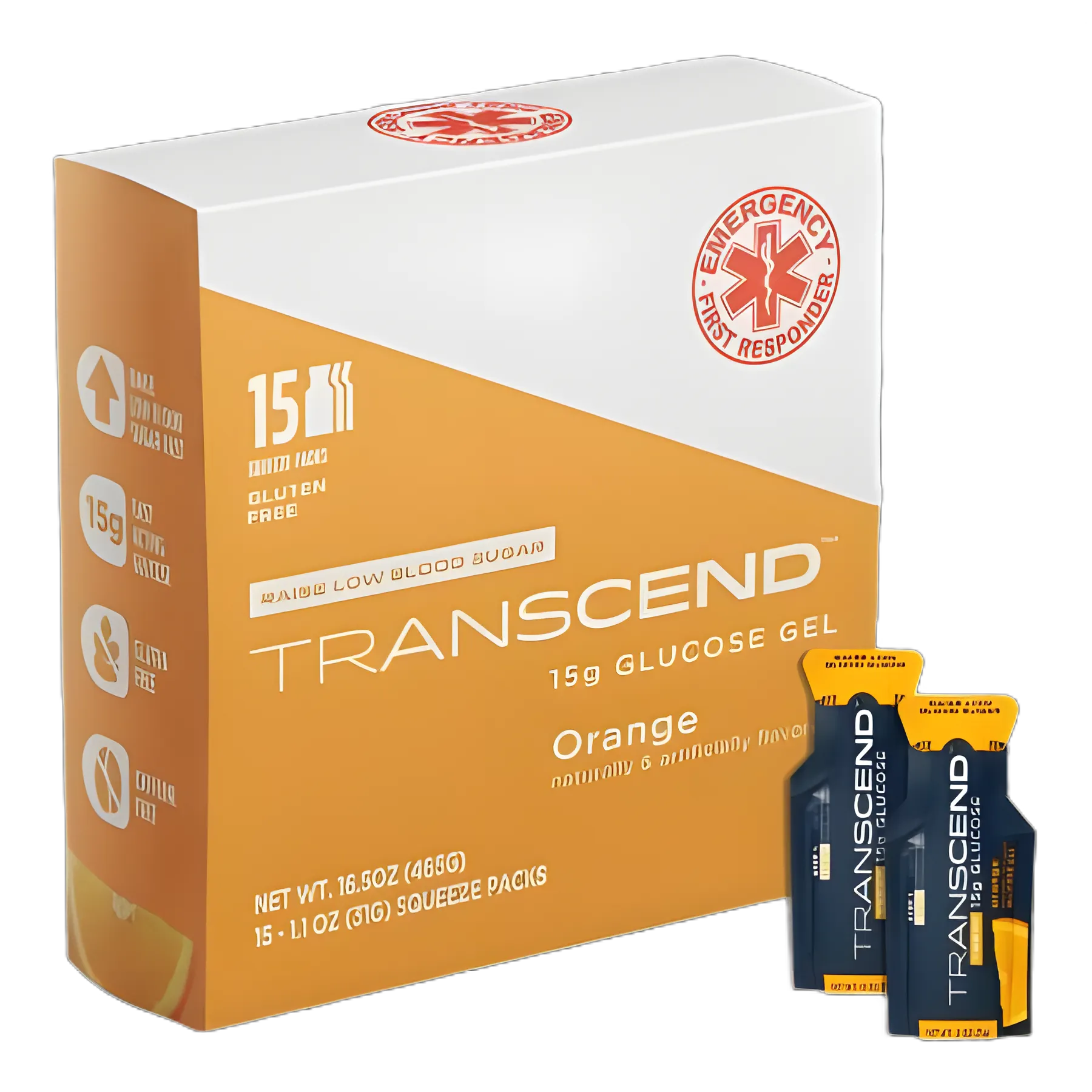 Glucose Supplement Transcend™ Gel Orange Flavor