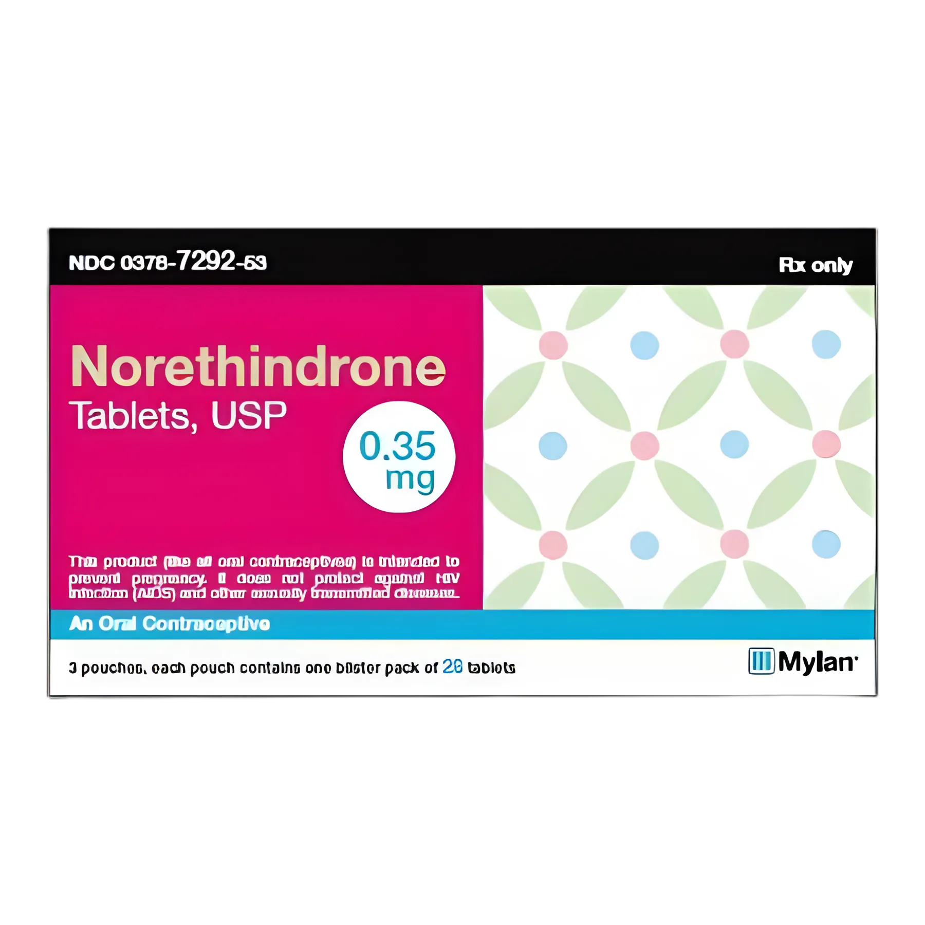 Norethindrone 0.35mg Tablet for Oral Contraception - 84 Tablets Blister Pack by Mylan Pharmaceuticals