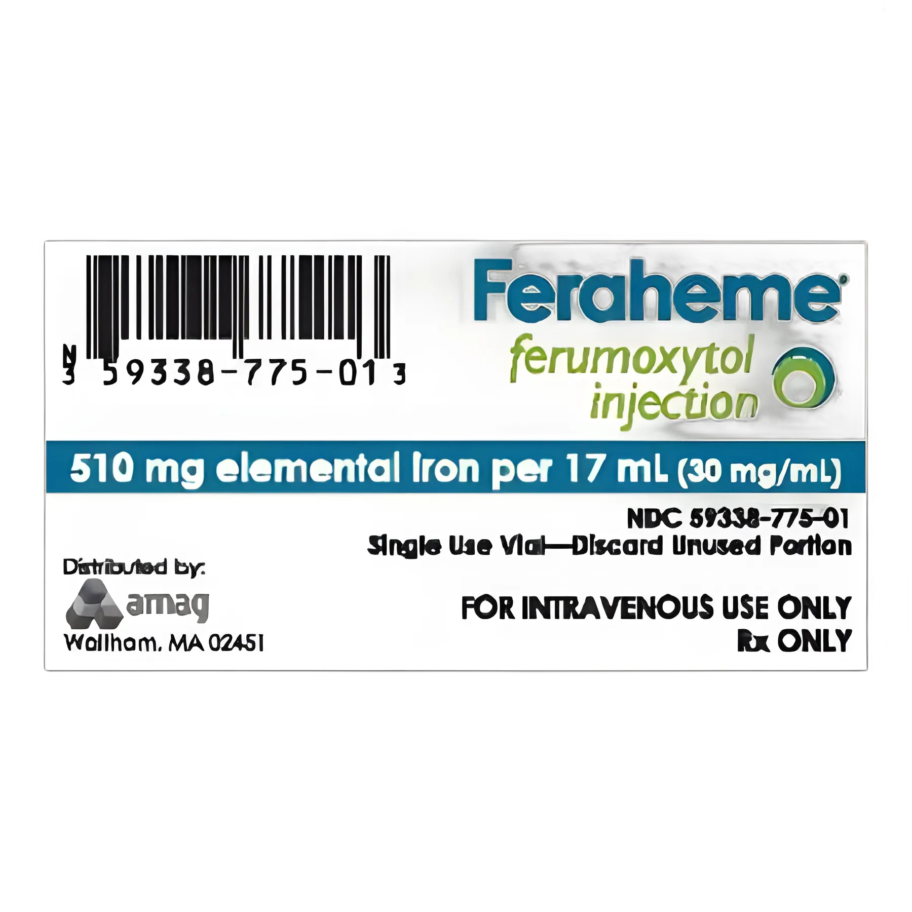 Feraheme® Iron Preparation Ferumoxytol, Preservative Free 510 mg / 17 mL Injection Single-Dose Vial 17 mL