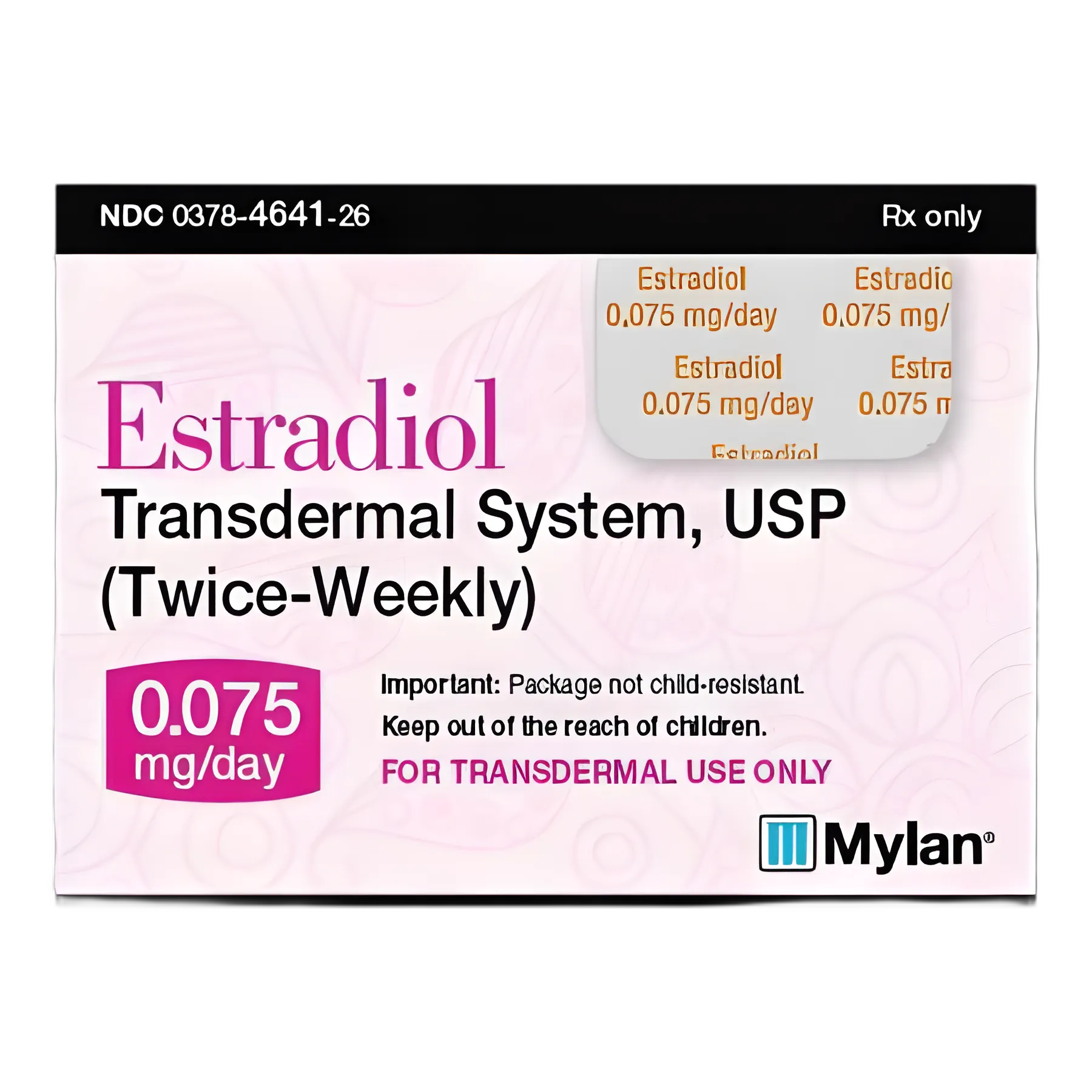 Estradiol Transdermal Patch 0.075 mg/24 Hrs - 8 Patch Carton by Mylan Pharmaceuticals