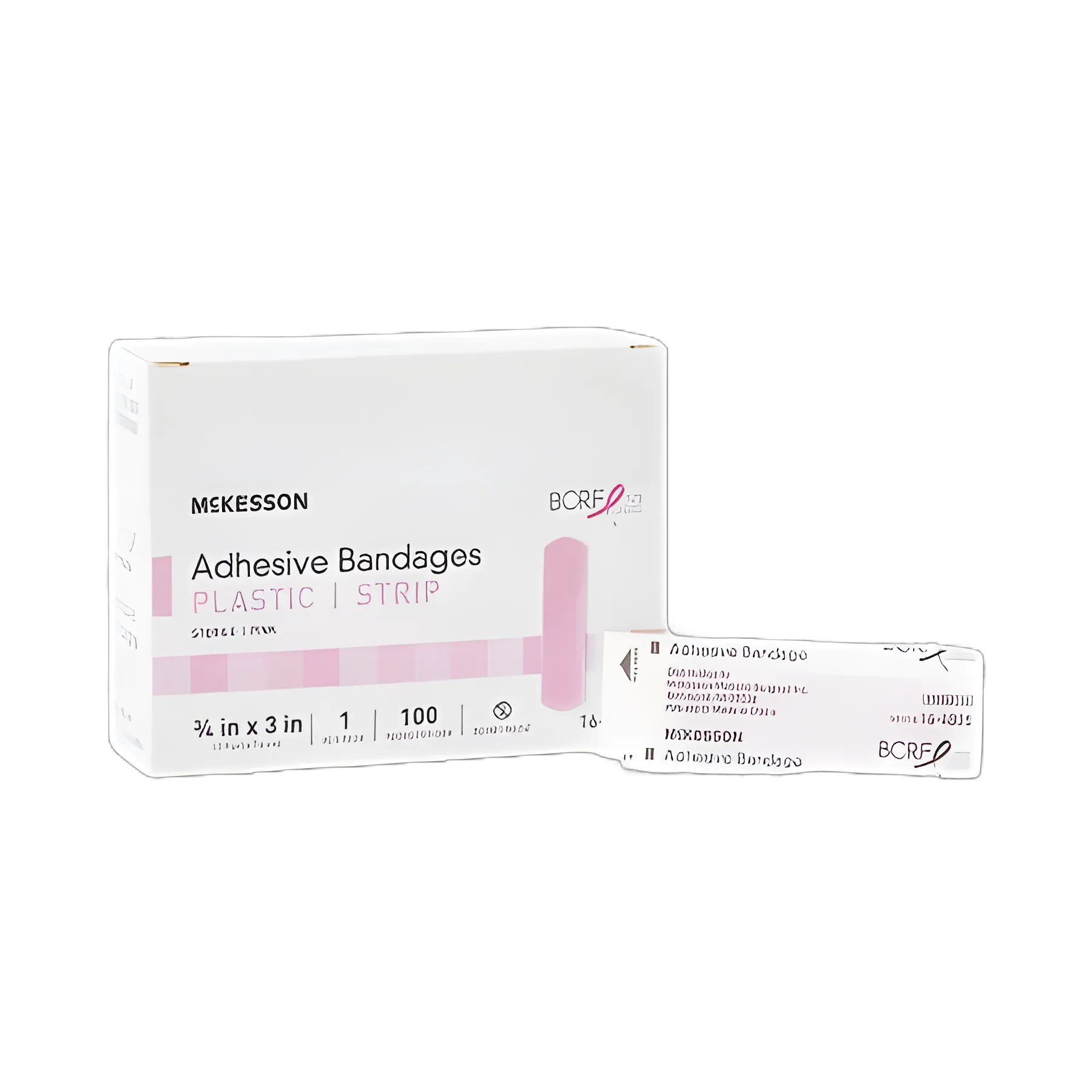 McKesson Breast Cancer Awareness Adhesive Strip 3/4 X 3 Inch, Sterile, Pink