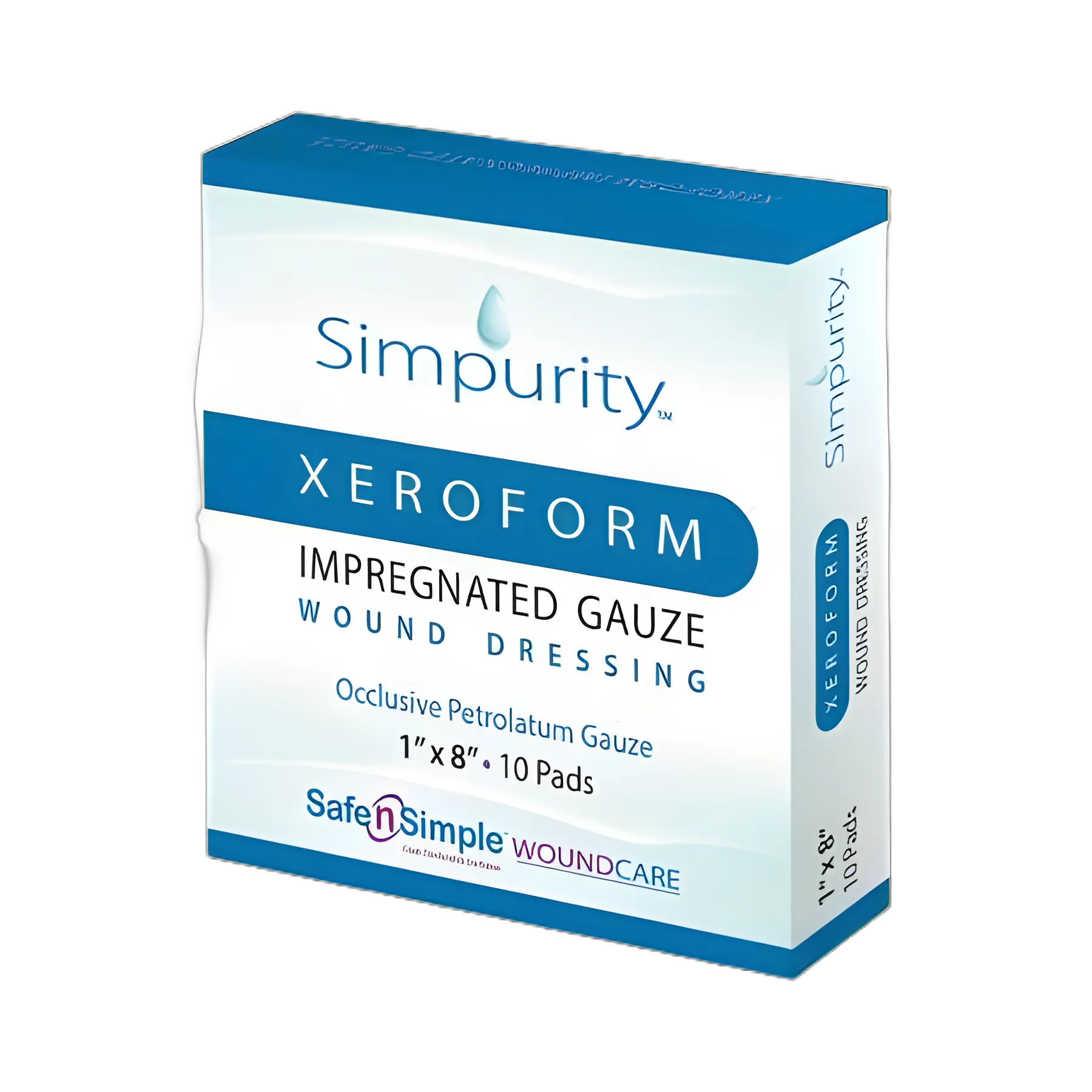 Simpurity Xeroform Petrolatum Impregnated Dressing Strip 1x8 Inch - Sterile Gauze for Wound Care