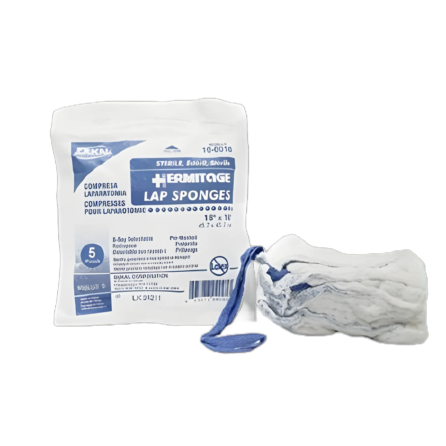 Surgical Laparotomy Sponge X-Ray Detectable Cotton 18 X 18 Inch 5 Count Pack Sterile - 10-0018